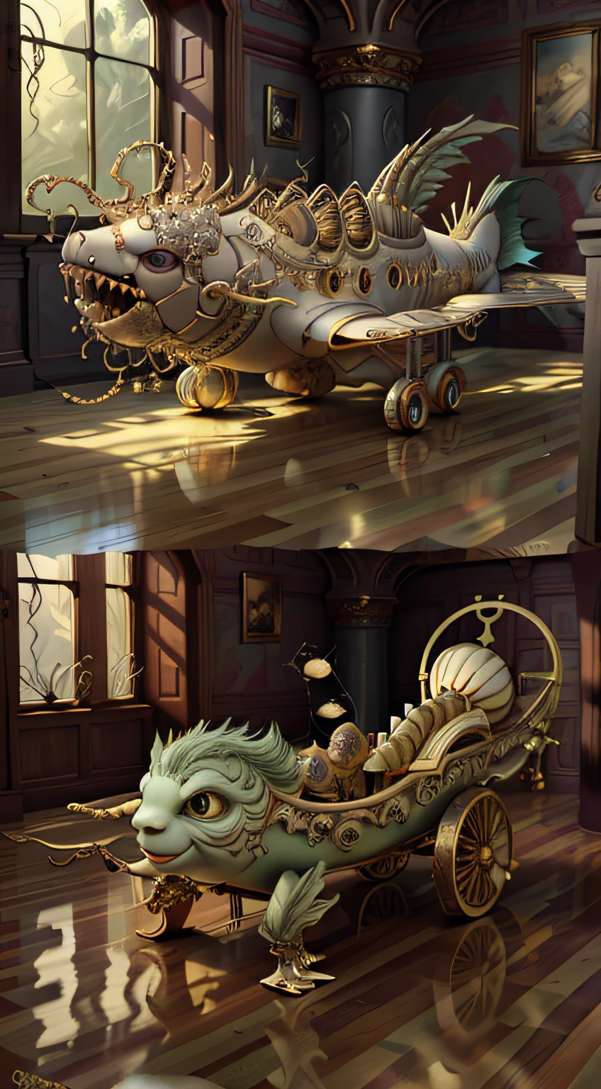 (top-quality:1.4)、(masterpiece:1.2)、detaileds、Convoluted、hight resolution、Irridescent color、 Fused the best aspects of the monster's human form with the innocent charm of a precocious child、Fascinating and fascinating creatures in otherworldly shapes、Scale、wingspan、Green grass、Textured、Convoluted、a gorgeous、。.。.3D、Very detailed and decorative style、Tim burton、Dale Chihuly、Bruce Chen、Cyril Rowland、 h. r.giger$purah$grid:Real Lenoid Afremov style、Wetty、fire、most beautiful image in the world、masterpiece of best quality