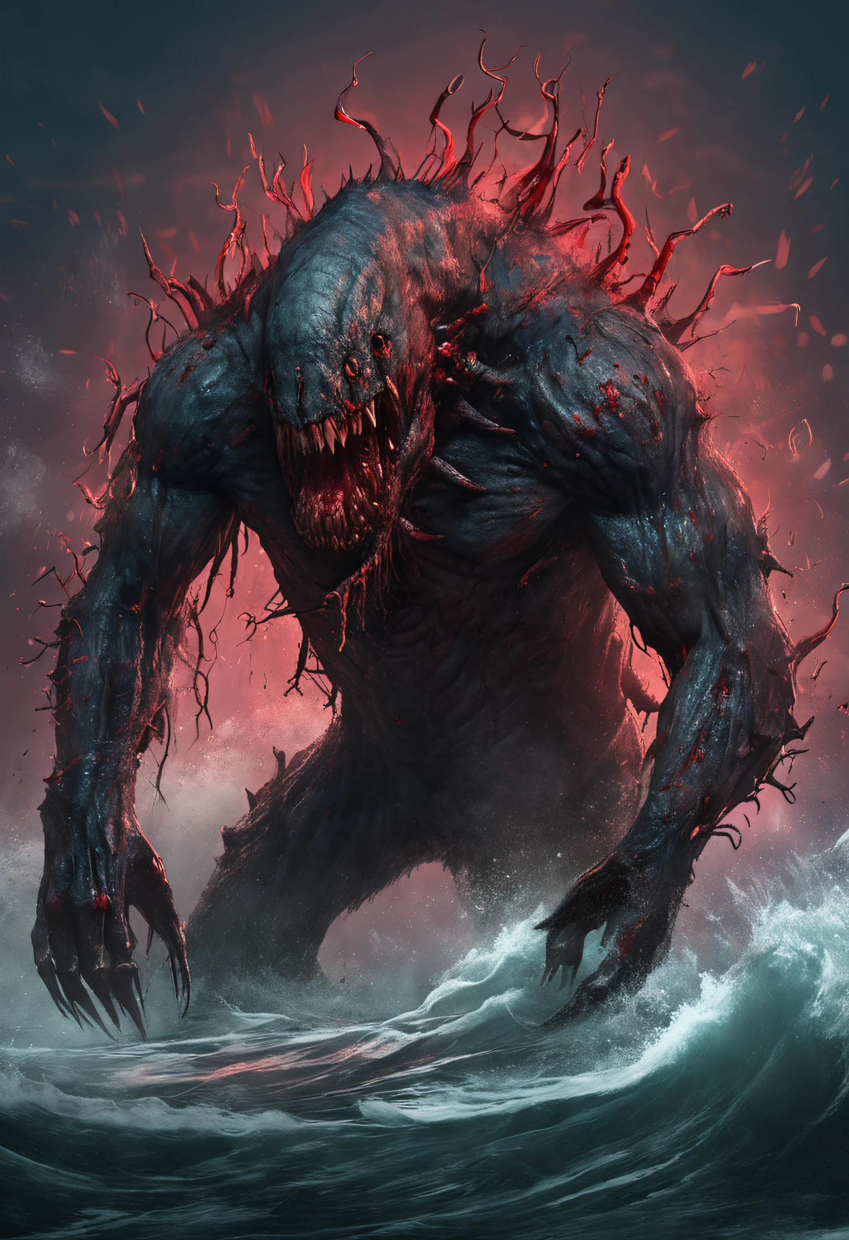 "Shadow Sea Demon" A large one stands guard. This demon was created from the power of dark crystals and is ready to destroy anyone who tries to get close.