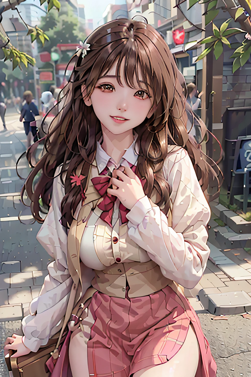 (8k,best qualtiy,tmasterpiece:1.2),(realisticlying,realisticlying:1.37),ultra - detailed,best qualtiy,超高分辨率,profesional lighting,photon maping,Radio City,physically-based renderingt,cinmatic lighting,pedestrian street,Depth of field where it rains,Clear focus,rays of sunshine,Good composition,(bokeh:1.2) 1girl,solo,(close up view),美丽细致的眼睛,A sad expression,pose,a narrow waist,Bigchest,(Random colorful clothes),brunette color hair,messy hair,Long hair fluttering in the wind,(ulzzang-6500:1.2)