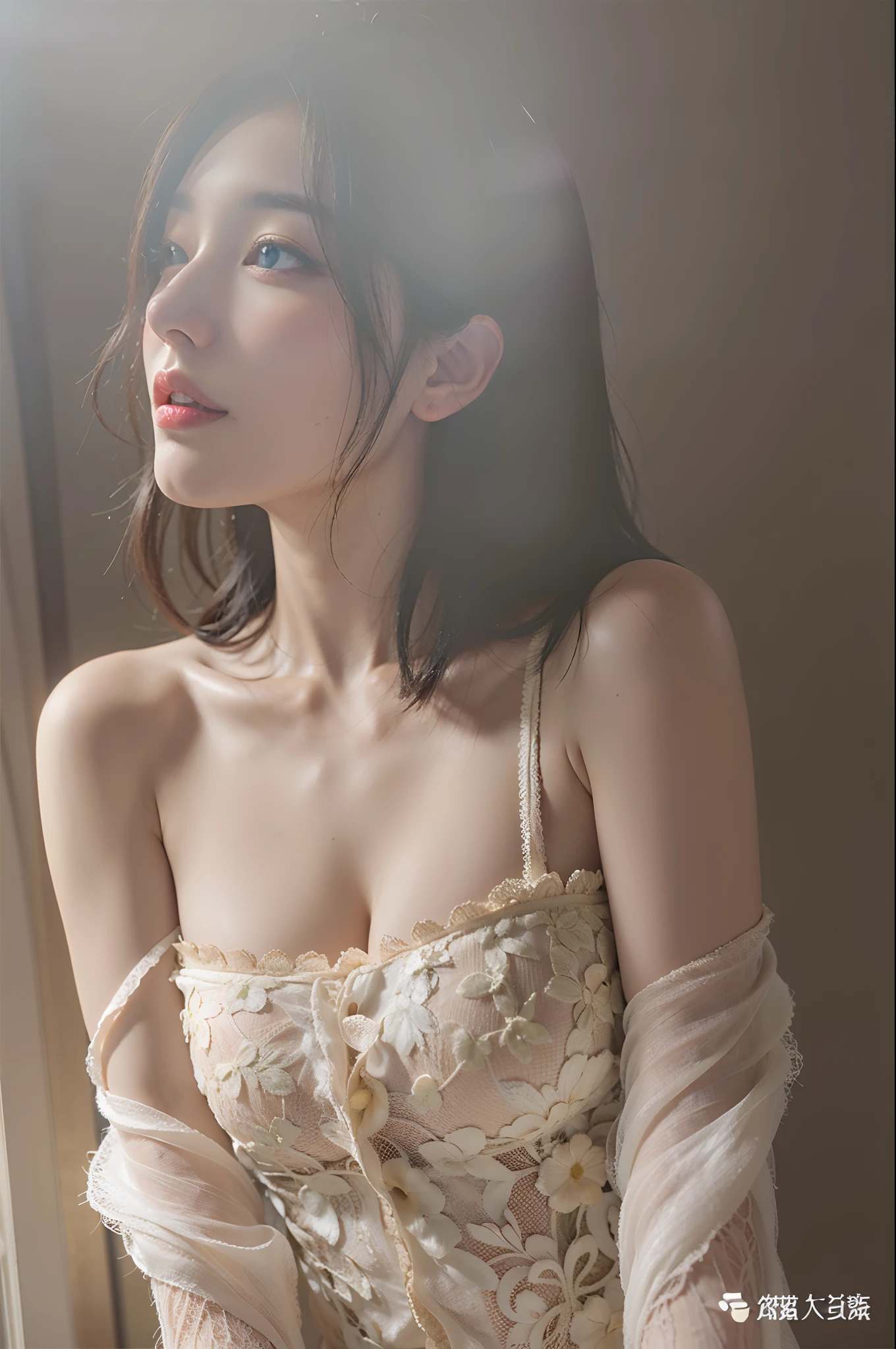 (((Medium hair))), best qualtiy, 8K, hdr, A high resolution, absurderes:1.2, blur backgroun, Background bokeh:1.2, photography of, (RAW photo:1.2), (真实感:1.4), (Masterpiece:1.3), (complexdetails:1.2), 1girll, 独奏, japanaese girl, delicated, Beautiful detailed, (Delicate double eyelids), (Detailed facial features), Bigboobs, (((Large breasts))), Skin Firm, (Looking_at_peeping at the viewer), From_Front, (being thin),(best qualtiy:1.4),(超A high resolution:1.2),cinematic lighitnglamplight,(Extremely detailed illustration),(Gloss on lips,best qualtiy,超A high resolution,depth of fields,Caustics,Extensive illumination,naturalshadow,85mm, f/1.4, iso 200, 1/160s:0.75),1girll, Solo, (((Silk vest))) Smile, ((silk garment,pleatedskirt,Classroom))