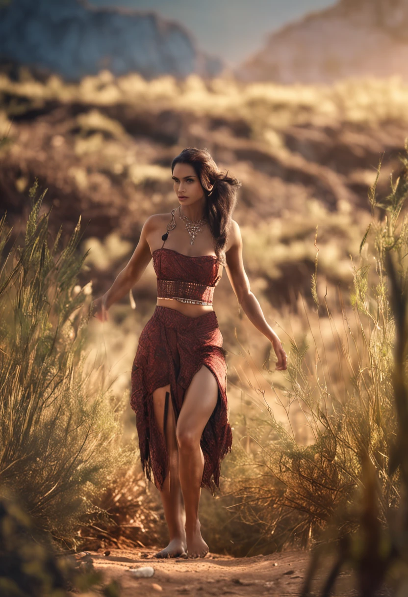 tmasterpiece,Highest quality,Photorealistic realism,Tremendously beautiful,Very detailed,Female characteristics are distinct,Larger chest,whole body display,wearing short skirt,Bunched hair,1 woman