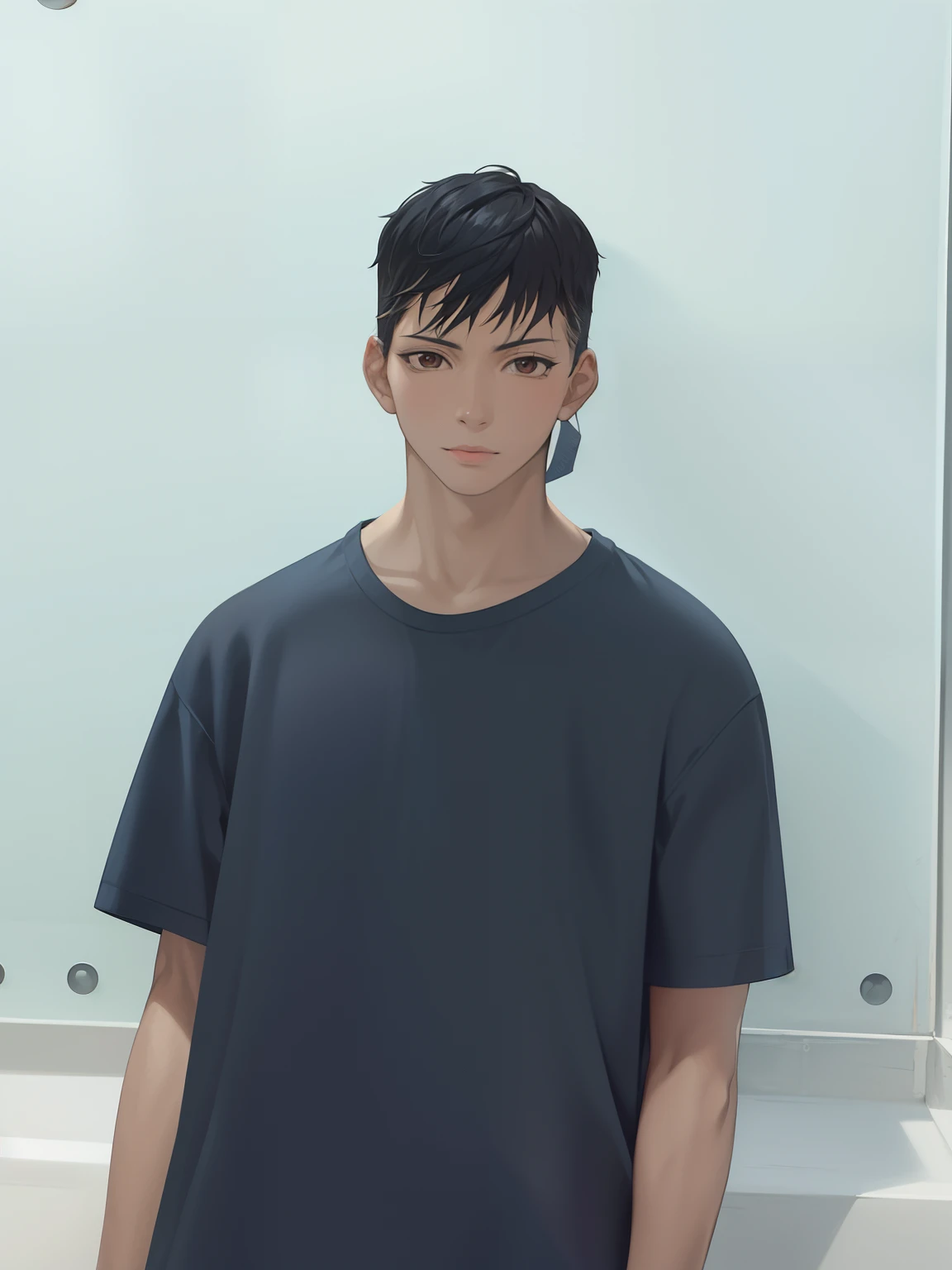 masterpiece, best quality, high quality, 1boy, solo, male focus, looking at viewer, upper body, mabuchi_kou, black hair, brown eyes, , , jacket, necktie, realistic