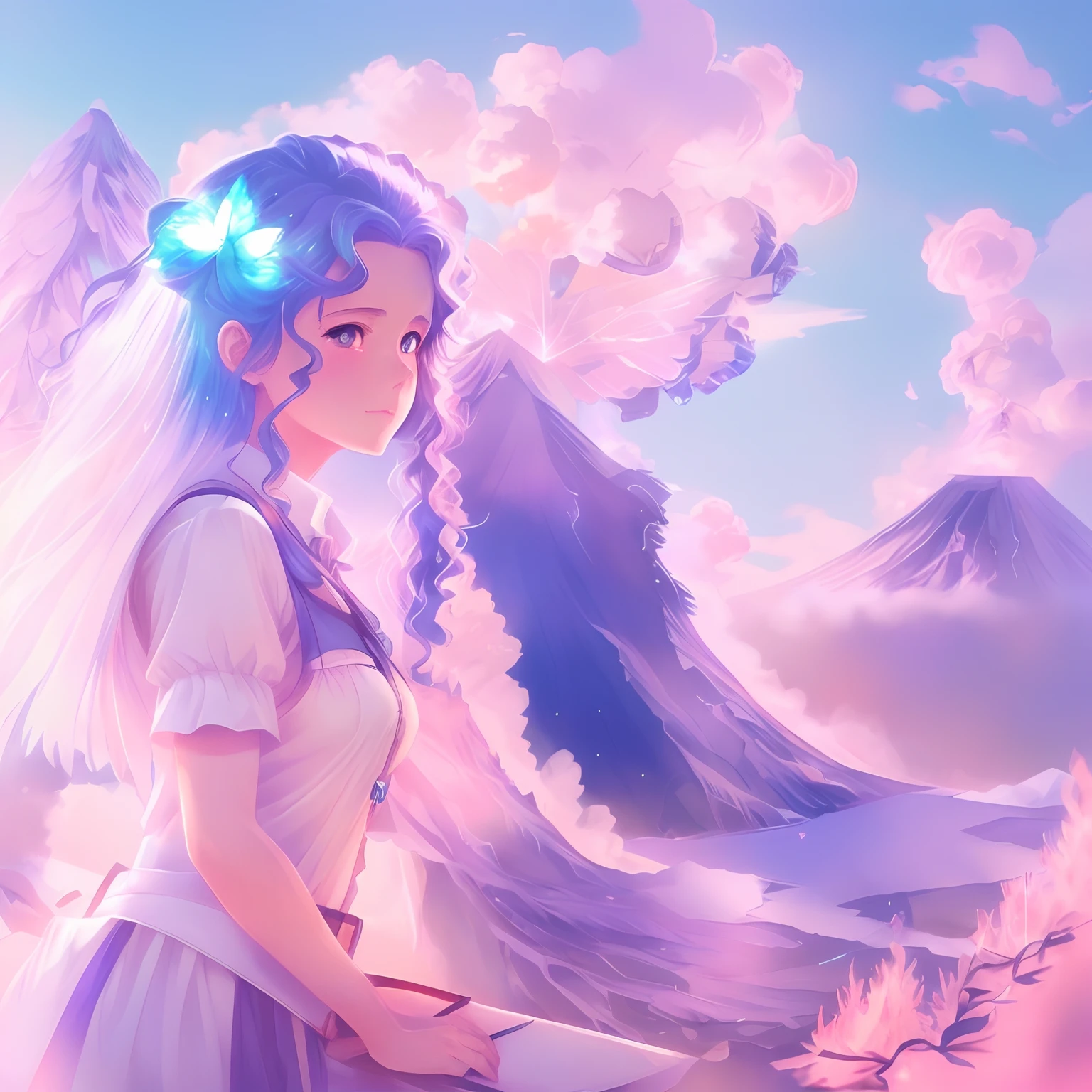 Anime girl with blue eyes and butterfly hair, artwork in the style of guweiz, adorable digital painting, cute detailed digital art, detailed portrait of anime girl, detailed digital anime art, Portrait of Cute Anime Girl, kawaii realistic portrait, highly detailed 4k digital art, stunning anime face portrait, cute anime girl portrait, portrait anime girl, Beautiful anime portrait