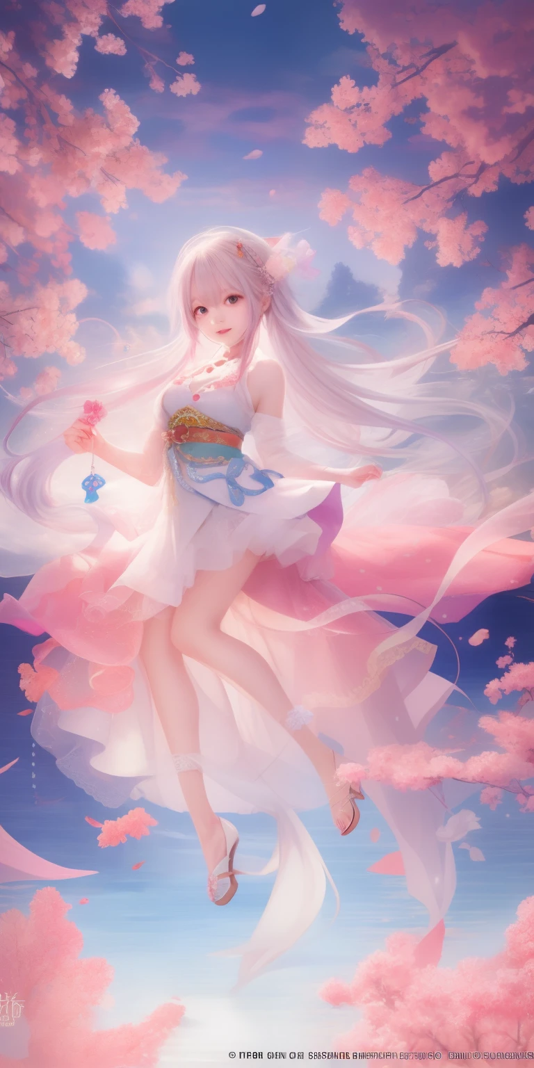 animemanga girl，There are fish in the hair，white dresses, A beautiful artwork illustration, Anime art wallpaper 4 K, Anime art wallpaper 4k, Anime art wallpaper 8 K, Anime fantasy illustration, Exquisite digital illustration, Beautiful digital artwork, Beautiful anime artwork, Anime fantasy artwork, Japanese art style, Detailed digital anime art, Fantasy art style, stunning digital illustration