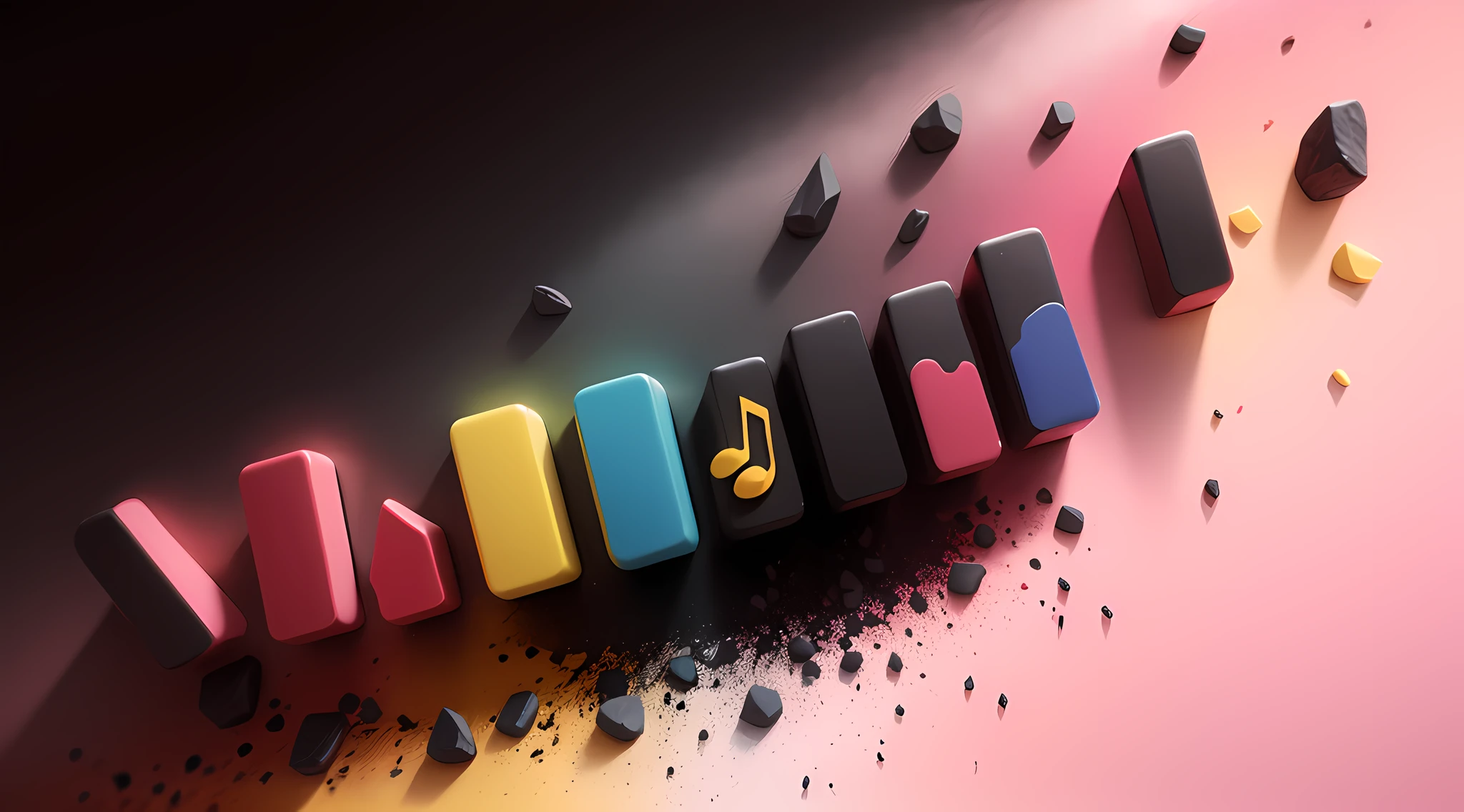 background com as cores preto e rosa com elementos musicais