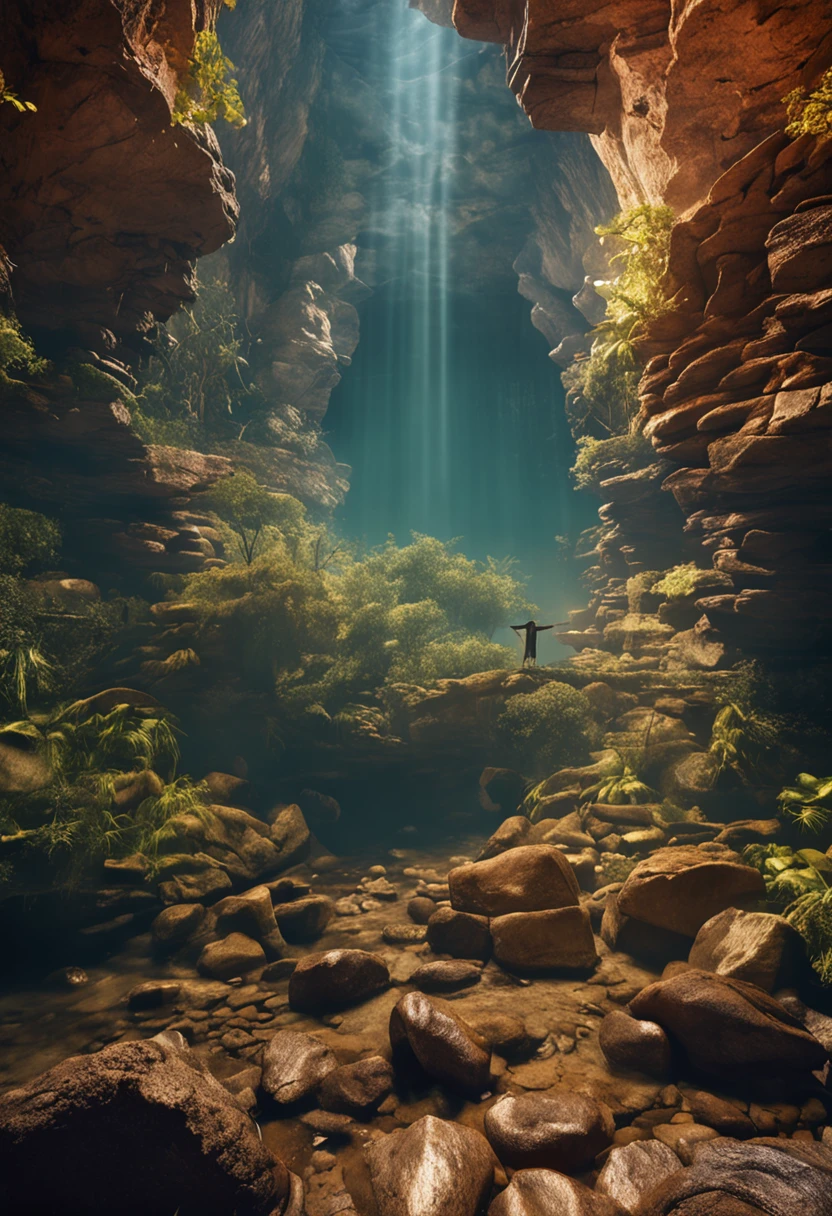 create the image of Noah, A wise man according to the Bible , imagem realista , em alta qualidade; corpo inteiro, completo, ao seu redor o diluvio eminete.
