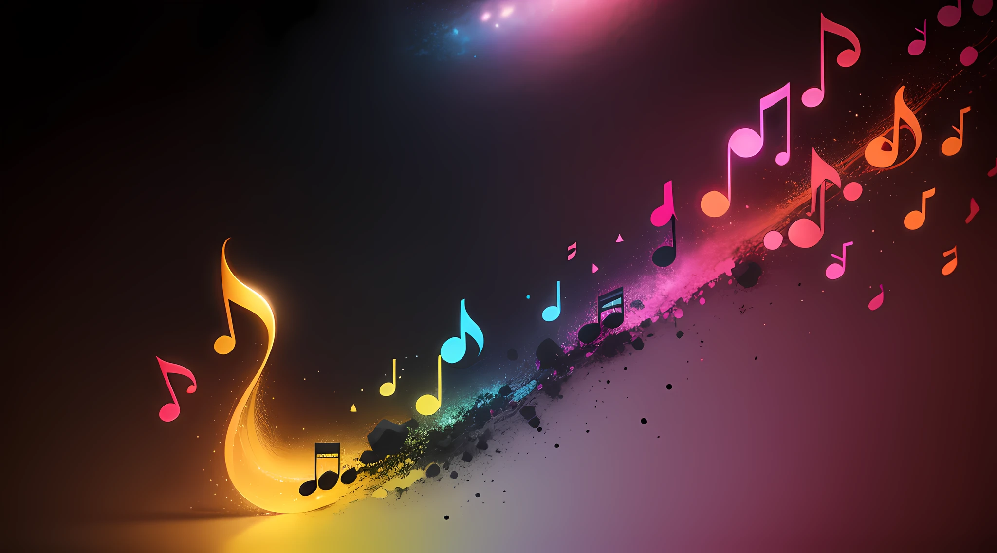 background com as cores preto e rosa com elementos musicais