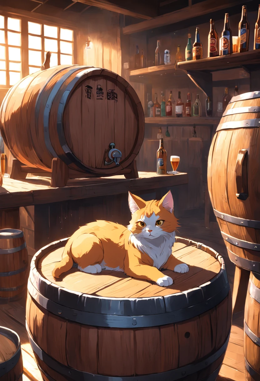 modelshoot style, 8k, portrait of a cute maine coon cat sitting on a wooden table in a medieval tavern, detailed fur, trending on ArtStation, trending on CGSociety, Intricate, High Detail, Sharp focus, dramatic lighting, digital painting, digital art, by artgerm, by Liang Xing, by WLOP