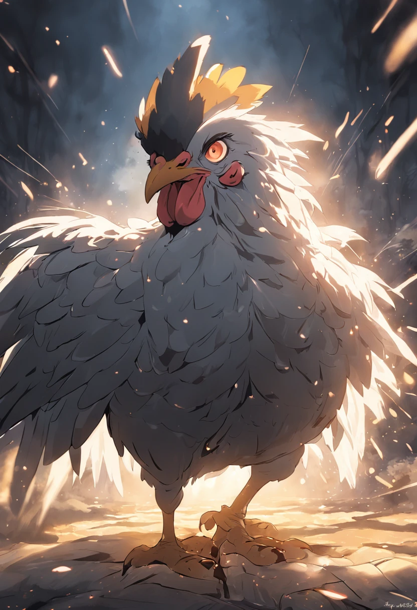 Uma galo，Frango exagerado com olhos grandes,Crazy zoo style， Animais de galinha, frango, Galinhas fofas,Galinha bem-humorada