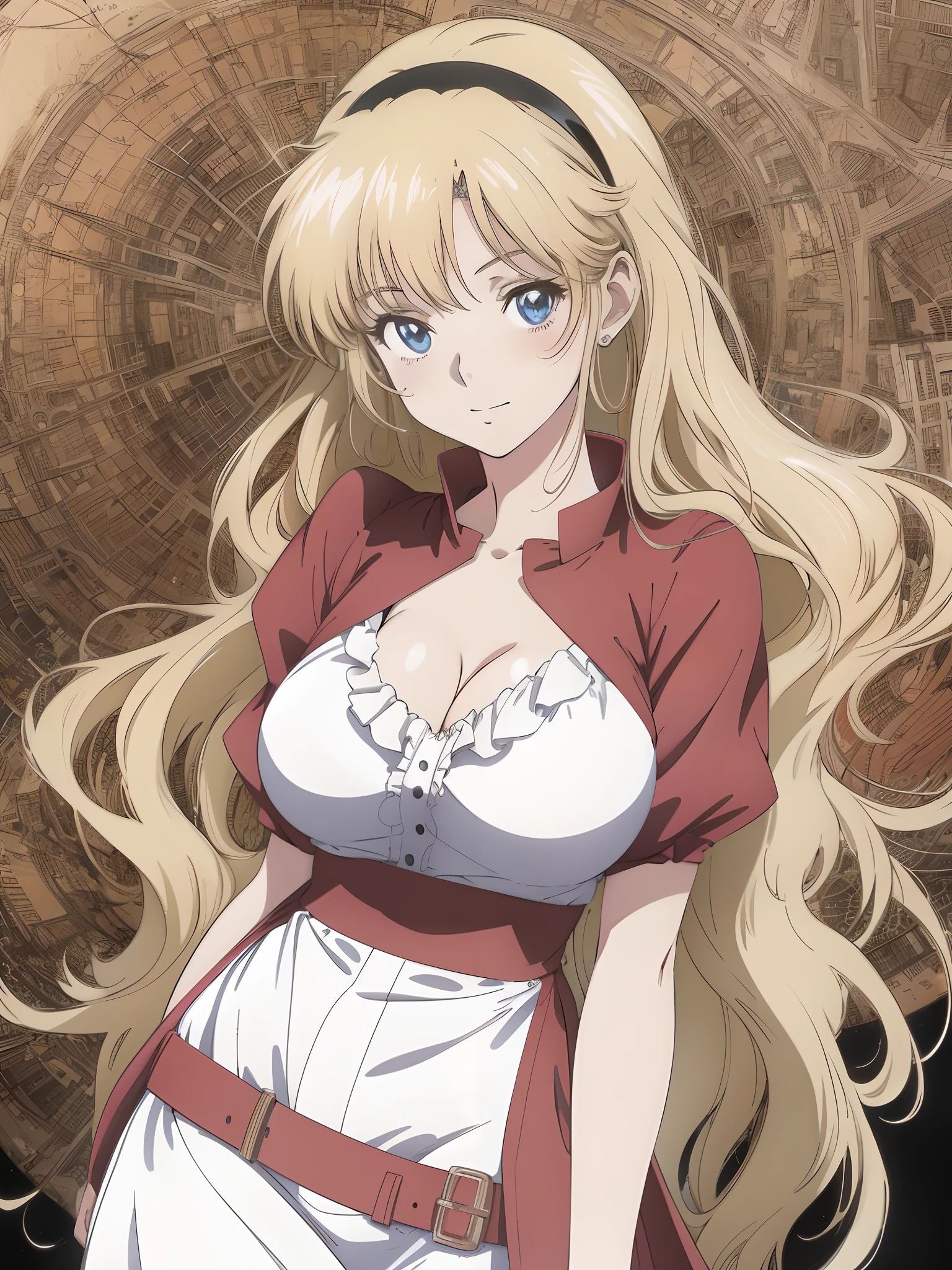 Blonde woman wearing red and white dress，Wearing a big hat, anime girl named lucy, anime best girl, Blonde anime girl with long hair, female anime character, Artoria Pendragon, anime visual of a young woman, seductive anime girls, a-1 pictures, Kushatt Krenz Key Art Women, official anime still, Anime goddess, Key anime art