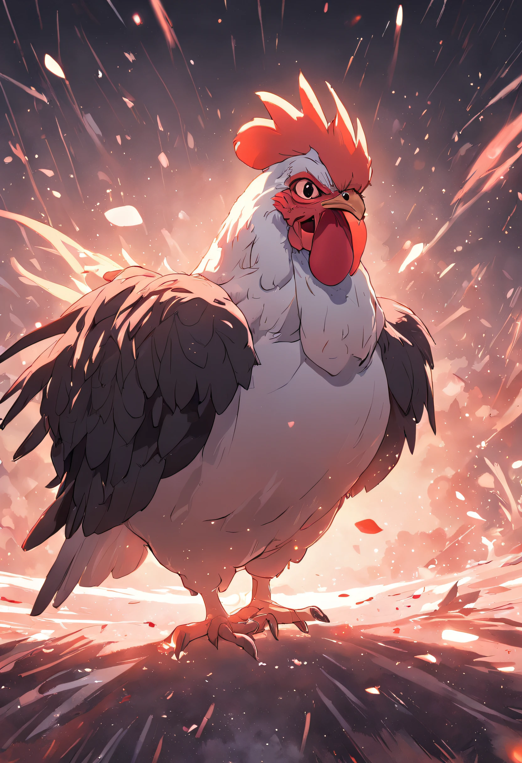 Uma galo，Frango exagerado com olhos grandes,Crazy zoo style， Animais de galinha, frango, Galinhas fofas,Galinha bem-humorada
