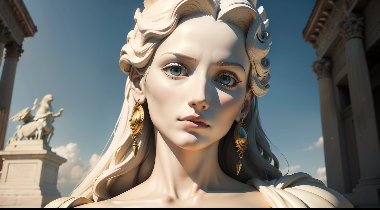 a closeup of a statue of a woman , escultura realista de 8k bernini, Iconic character of high detail, baroque vaporwave statue, rosto estoico, Arte 3D digital detalhada, Retrato Zeus, personagem de fantasia hiperdetalhado, Retrato de Zeus acidentado, alto detalhe do rosto, alto detalhe do rosto, Grande arte digital com detalhes, Rosto alto e detalhad