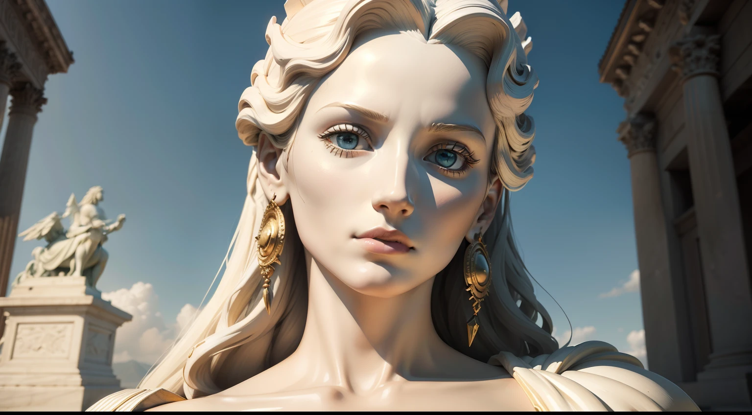 a closeup of a statue of a woman , escultura realista de 8k bernini, Iconic character of high detail, baroque vaporwave statue, rosto estoico, Arte 3D digital detalhada, Retrato Zeus, personagem de fantasia hiperdetalhado, Retrato de Zeus acidentado, alto detalhe do rosto, alto detalhe do rosto, Grande arte digital com detalhes, Rosto alto e detalhad