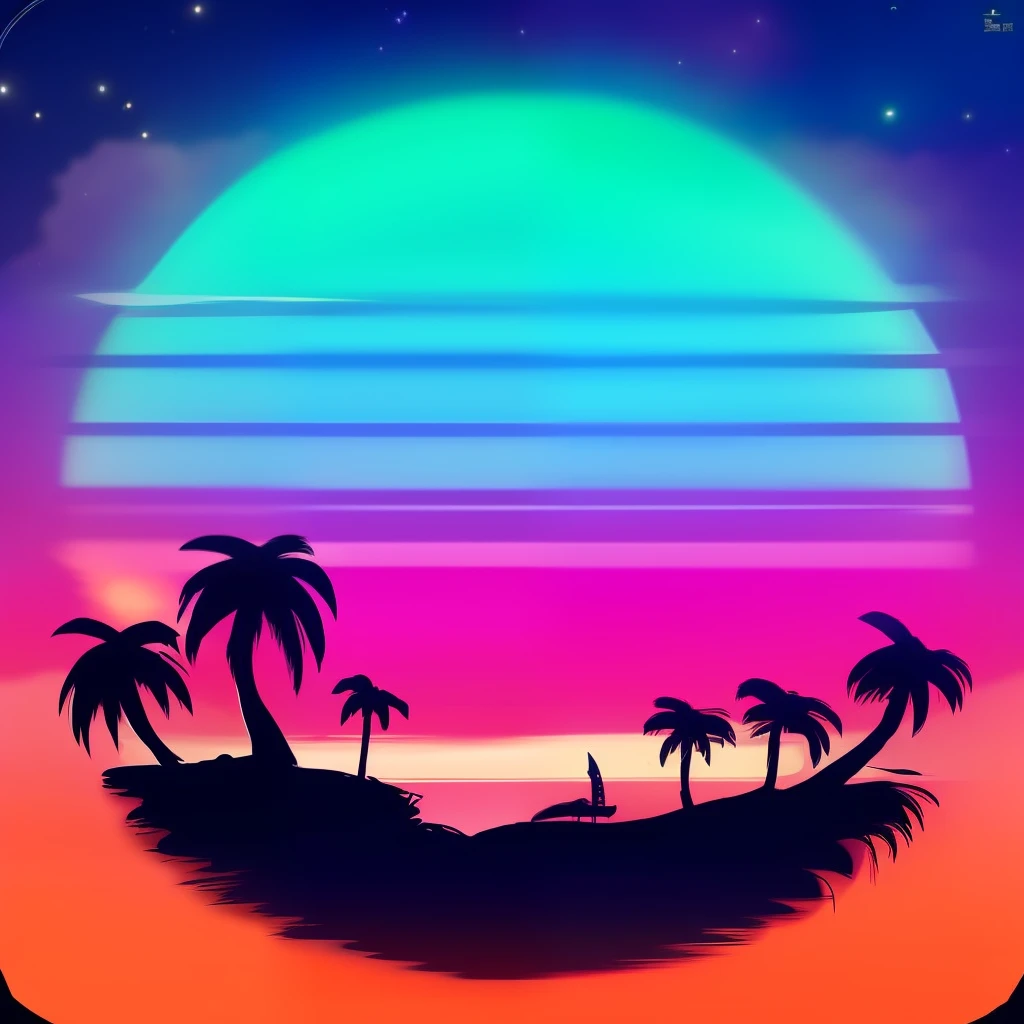 (Neonskiesai)++, uma palmeira na praia