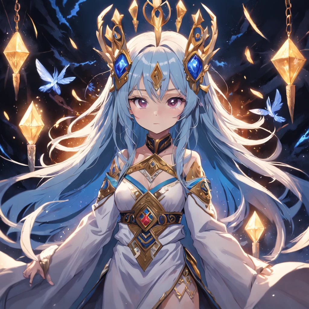 Seven magicians,Forbidden,mistic,Robe,tiara crown,runic,Hair color,facial features,face expression,Body movements,altar,feather quill,incantation,Scenes,Magic Totem,magic rune,illumination,fog atmosphere