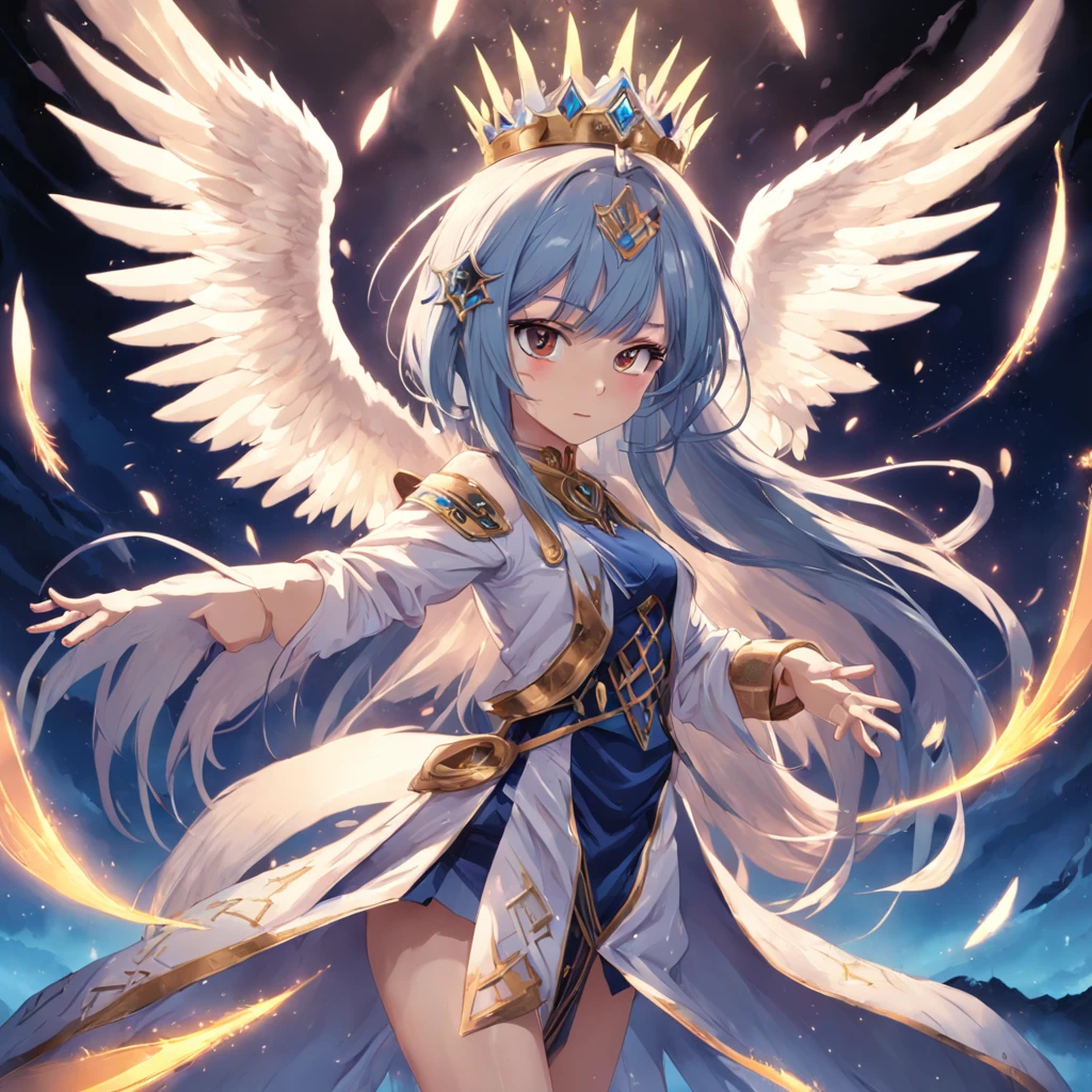 Seven magicians，Forbidden，mistic，Robe，tiara crown，runic，Hair color，facial features，face expression，Body movements，altar，feather quill，incantation，Scenes，Magic Totem，magic rune，illumination，fog atmosphere