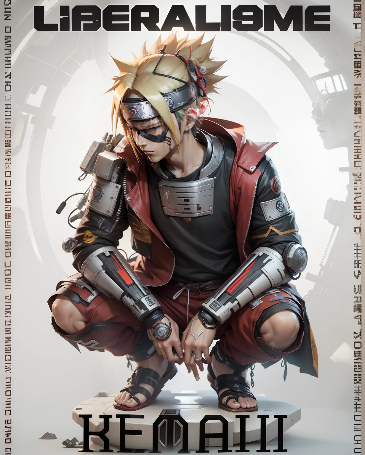 1man, anime, robotic, 3dblander, cyborg, ultra realistic, high detail, naruto hokage