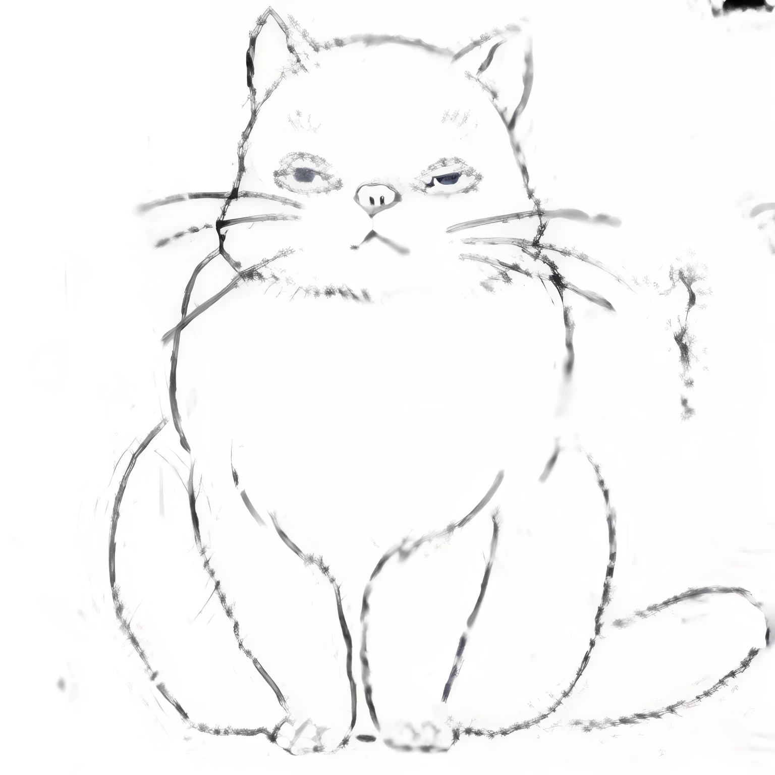drawing of a cat sitting on a table with a butterfly flying above it, fat chibi grey cat, cat design, anime cat, neko, fat cat, style of hayao miyazaki, hidetaka miyazaki, realistic anime cat, illustration of a cat, chonker cat, anthropomorphic cat, by Gusukuma Seihō, kawaii cat