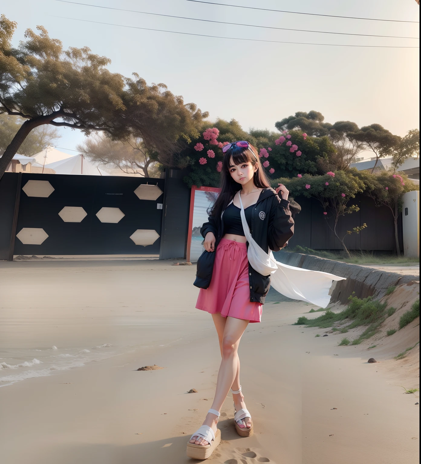 Change the background with sun sath beach realistic face