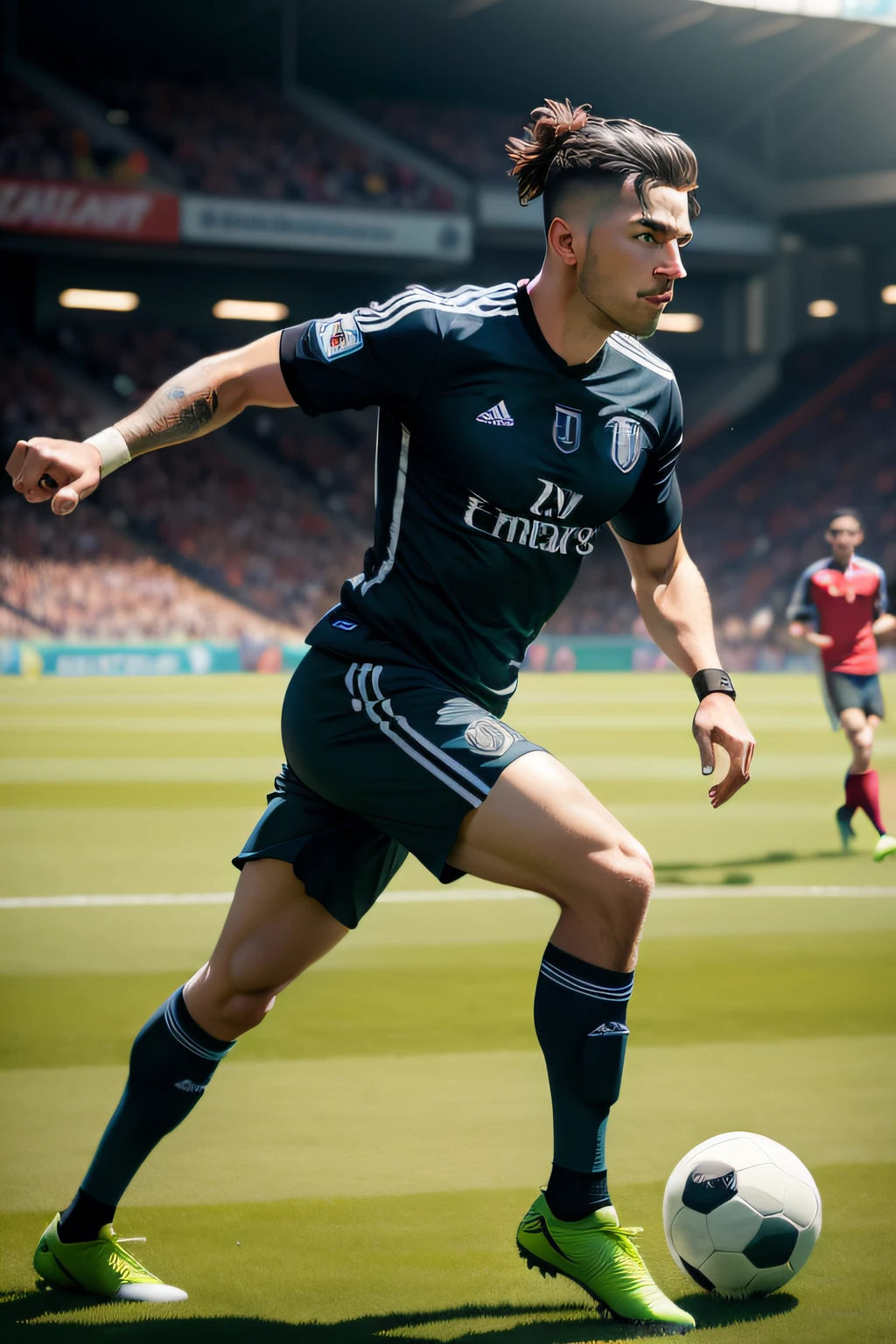 photo of person,  man,  serious, ((soccer jersey,  soccer shorts)),  athletic body,  pink shorts,  looking to viewer,  ((muscular:1.4)), hairy legs,  smirk, ,  cinematic lighting,  detailed face,  detailed eyes,  masterpiece,  high_res,  ((cowboy shot )),  perfect face,  at the nightclub,  mattrh,<lora:EMS-294065-EMS:1.000000>