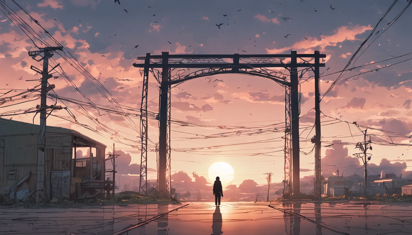 Jesus in the cross, by makoto shinkai and ghibli studio, outlined silhouettes, dramatic lighting, highly detailed, incredible quality, trending on artstation, masterpiece, 8k