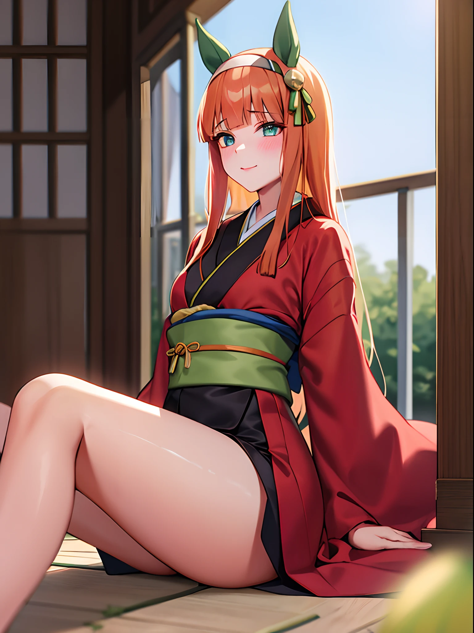 masterpiece, Best Quality,top-quality,{{{Silence Suzuka/Umamusume}}},{{orange very long hair}},{{White headband}},{{{Green horse ears}}},Light blue eyes,Look at viewers,red blush,smil,a closed mouth,lipsticks,{{{Very small breasts}}},{{{Kimono with open chest}}},Fallen kimono,no-bra,{{{Luxurious kimono in black color}}},{{{Pictures of the Dark}}},{{{lantern}}},Great backlight,{{{fullnude}}},Very large labia majora,{{{Very open labia majora}}},{{{ Labia majora that spread very left and right}}},{{{Very beautiful labia majora}}},varginal hole,{{{Large vaginal hole}}},{{{Very beautiful vaginal hole}}},{{{{Tremendously open labia majora from side to side}}}},open the legs widely,{{{Hide your hands behind your body}}},{{{Bold M-shaped legs}}},{{{laying on back}}},{{{Tatami Japanese-style room}}}},Crotch focus