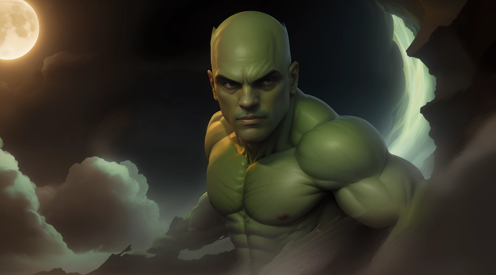 #AMoraes, Hulk, corpo inteiro, na lua, intrincado, 8k