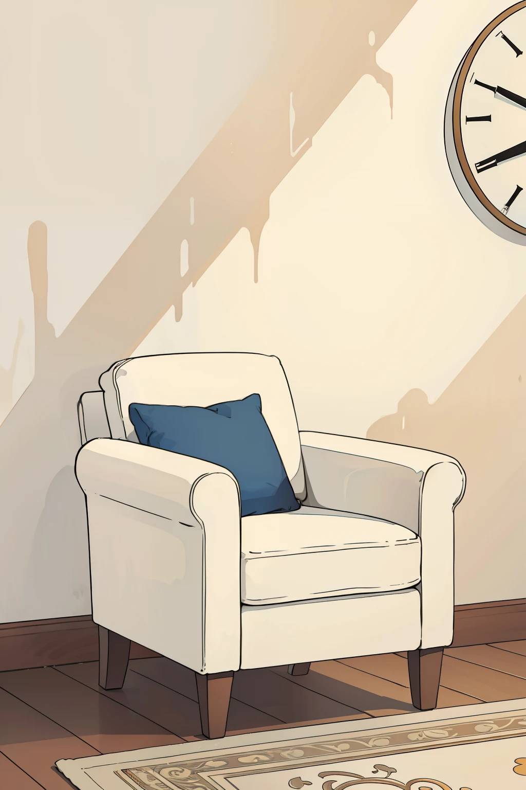 armchair em uma sala branca com uma parede branca e piso branco, fundo da sala de estar