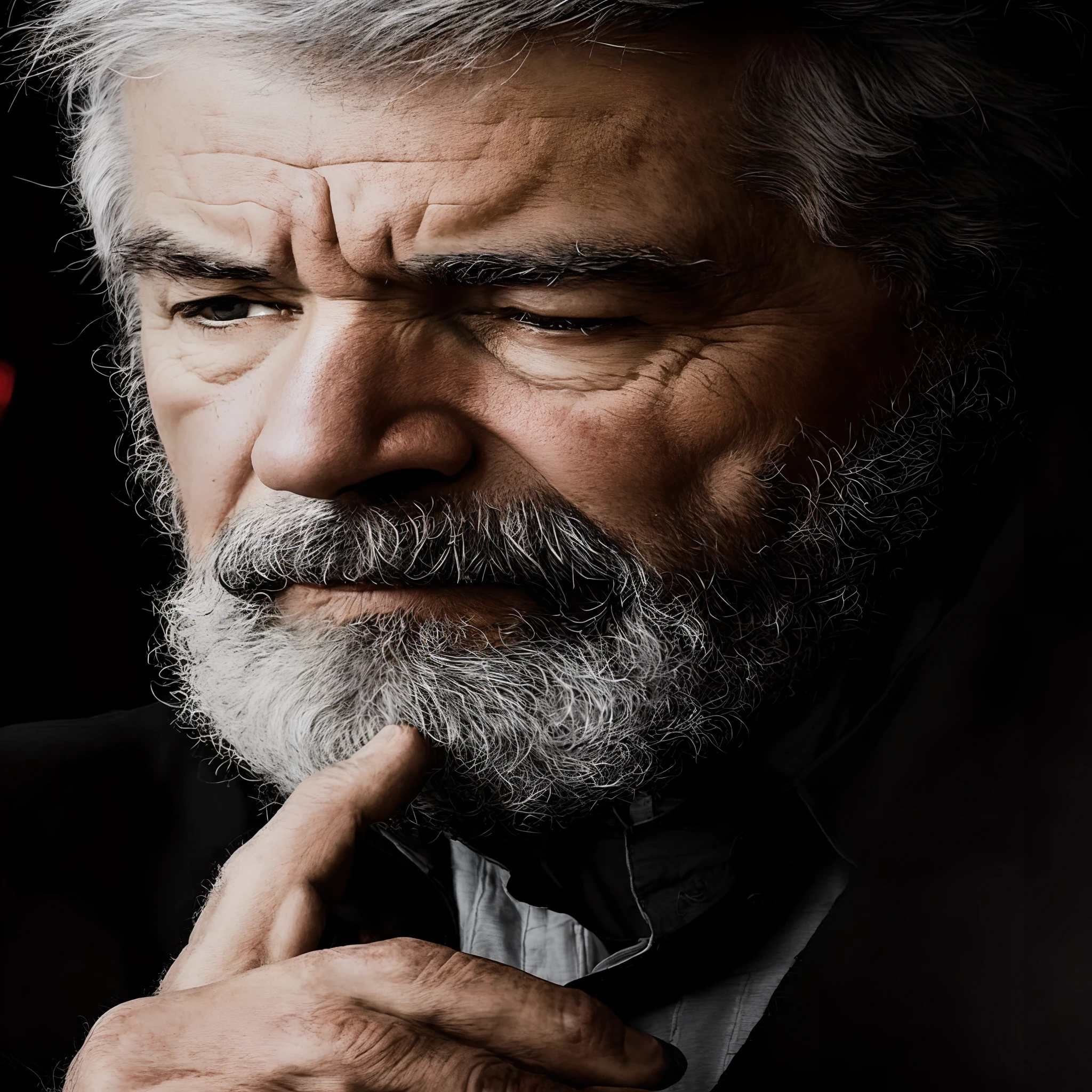 A man with a beard and jacket is looking at the camera, rosto velho, foto do retrato de um homem velho, um velho, retrato do homem velho, retrato ultra detalhado, Wise old man, arte linda, um homem de 80 anos, Retrato 4k, homem bonito, Retrato de um homem velho, de um velho, parecendo velho, rosto enrugado, pensativo.
