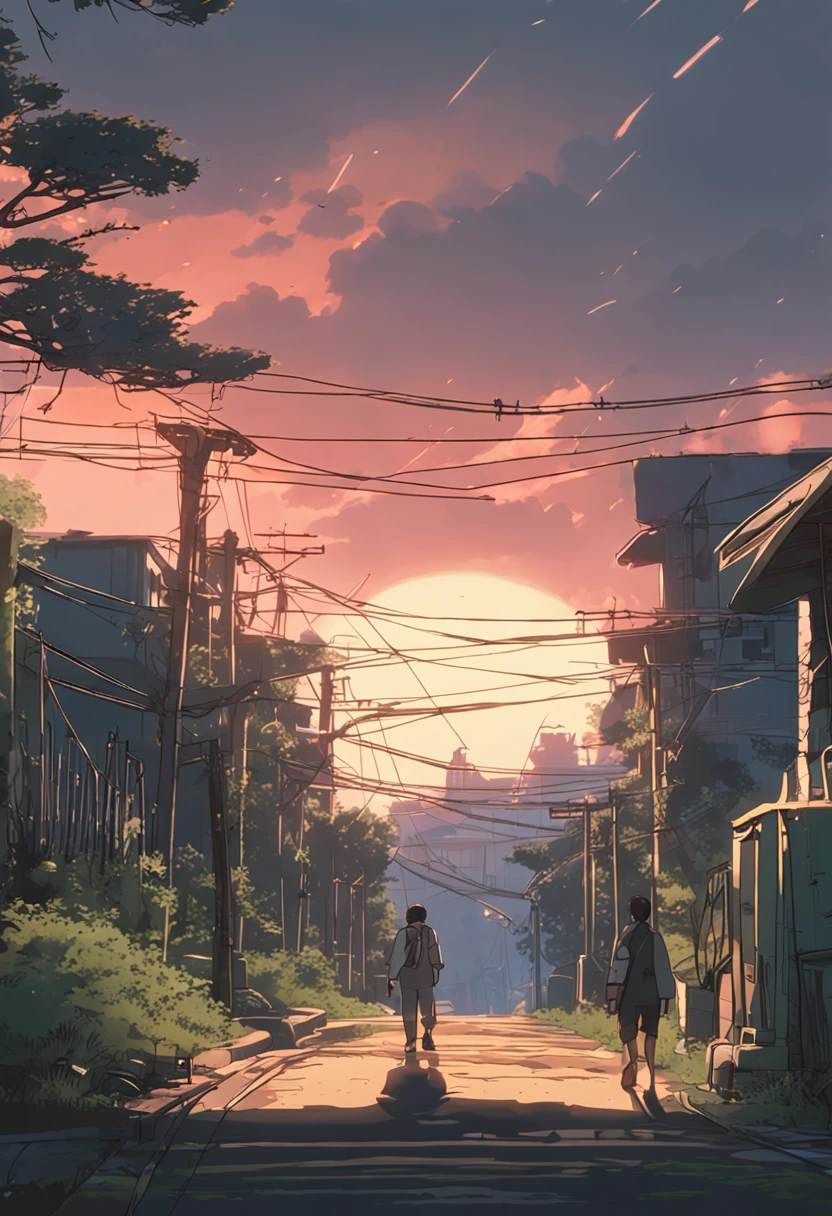 Jesus in the cross, by makoto shinkai and ghibli studio, outlined silhouettes, dramatic lighting, highly detailed, incredible quality, trending on artstation, masterpiece, 8k