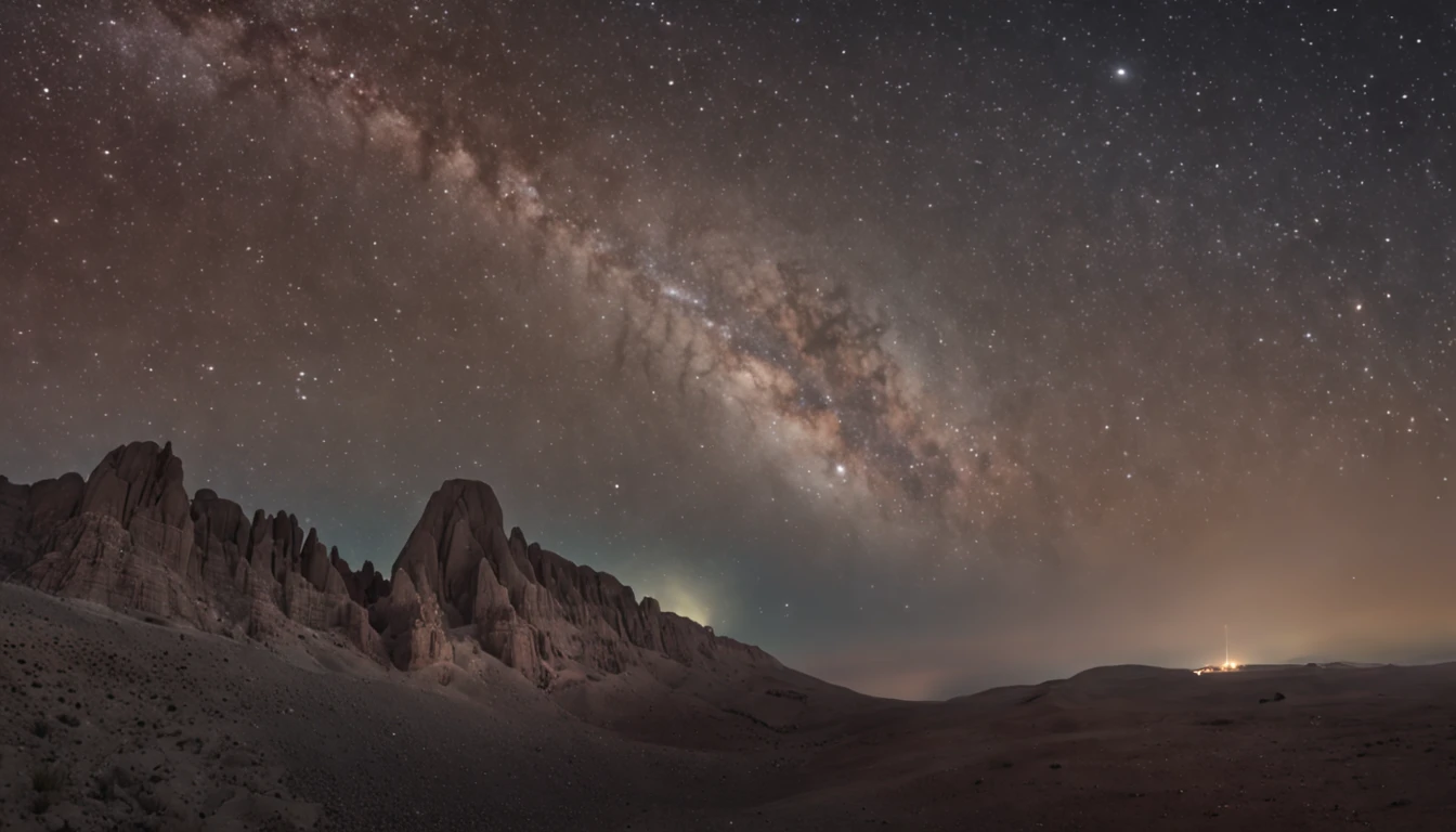 A Sage observing the beginning of the creation of the beautiful, wonderful and vast Universe with many Galaxies.+Expanding universe:1.2,Bright starry sky, magic lights, Celestial Vision, cores vibrantes, Distant Galaxies, nebulosas misteriosas.