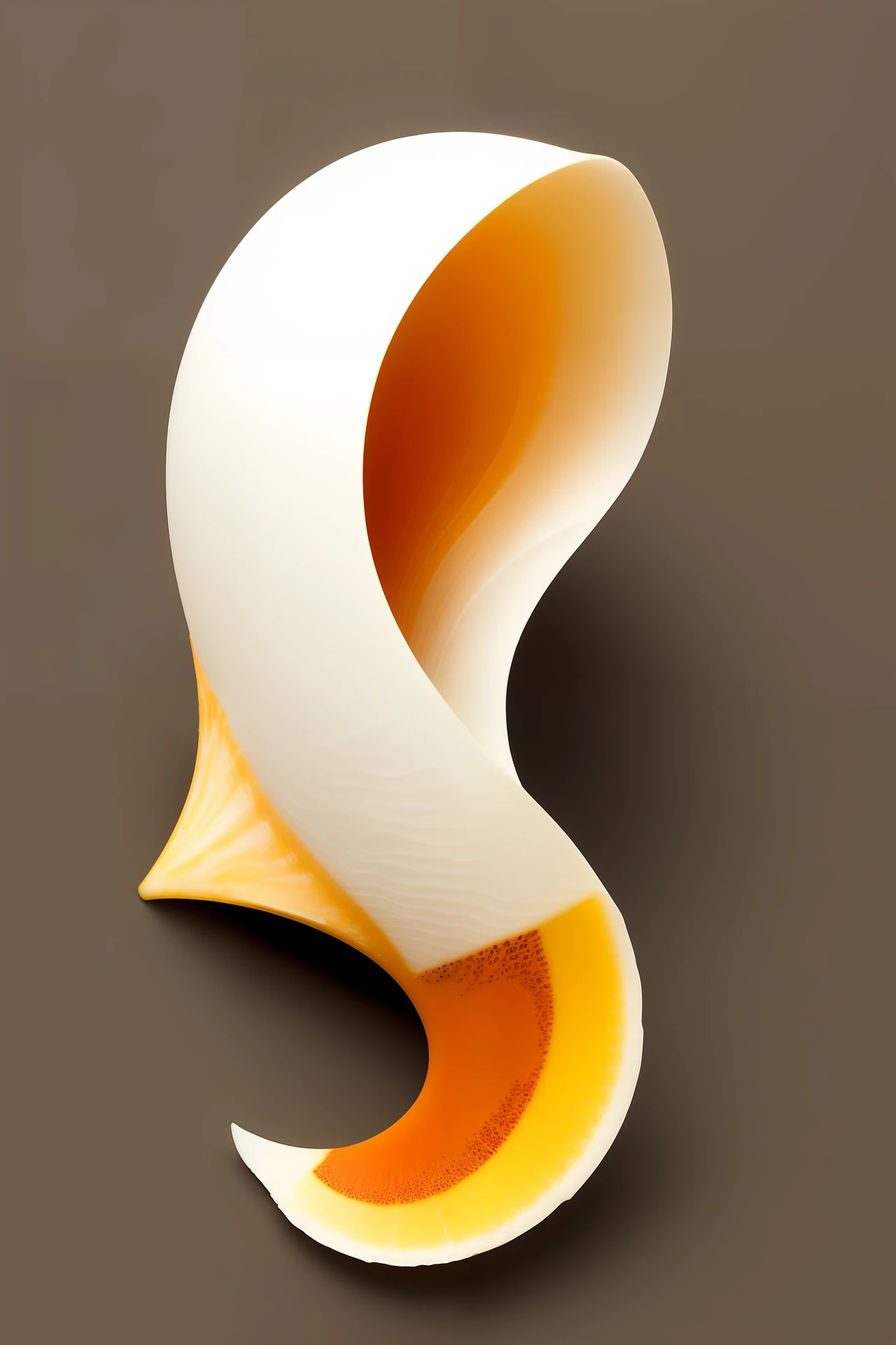 A brightly colored conch that perfectly matches the golden curve，white backgrounid