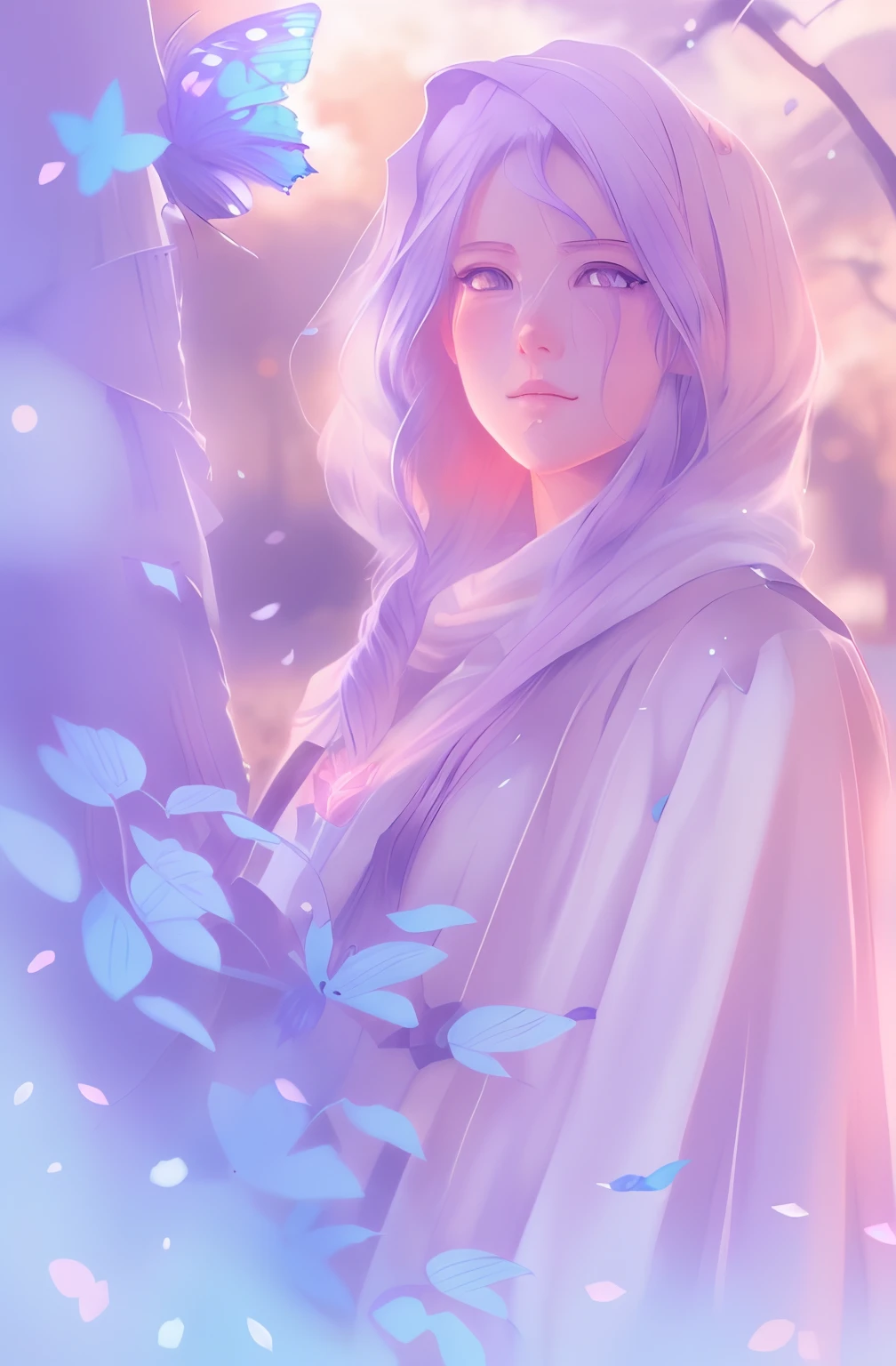 Anime girl with blue eyes and butterfly hair, artwork in the style of guweiz, adorable digital painting, cute detailed digital art, detailed portrait of anime girl, detailed digital anime art, Portrait of Cute Anime Girl, kawaii realistic portrait, highly detailed 4k digital art, stunning anime face portrait, cute anime girl portrait, portrait anime girl, Beautiful anime portrait