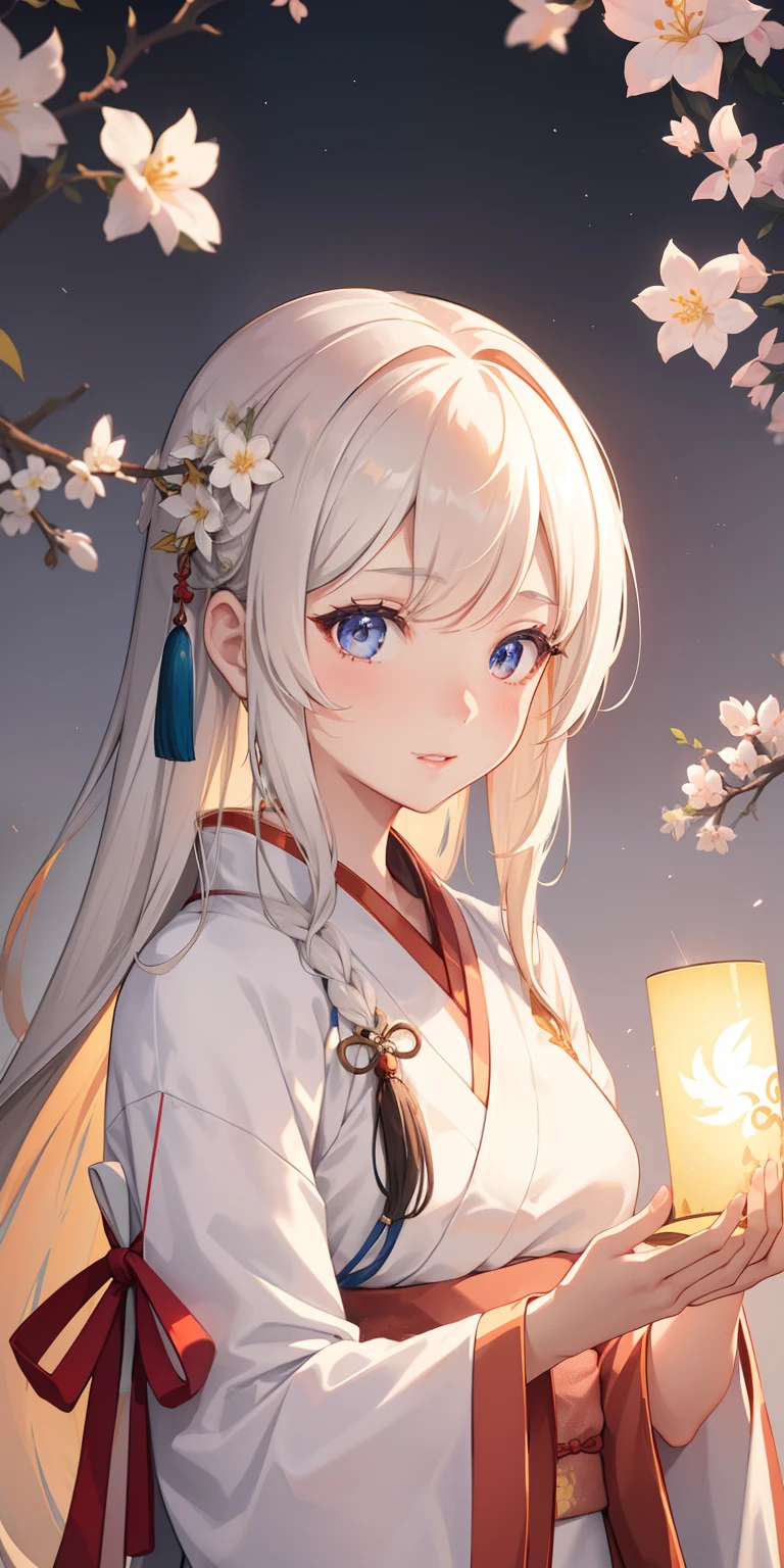 1girl, (hanfu), glowing, sidelighting, wallpaper,