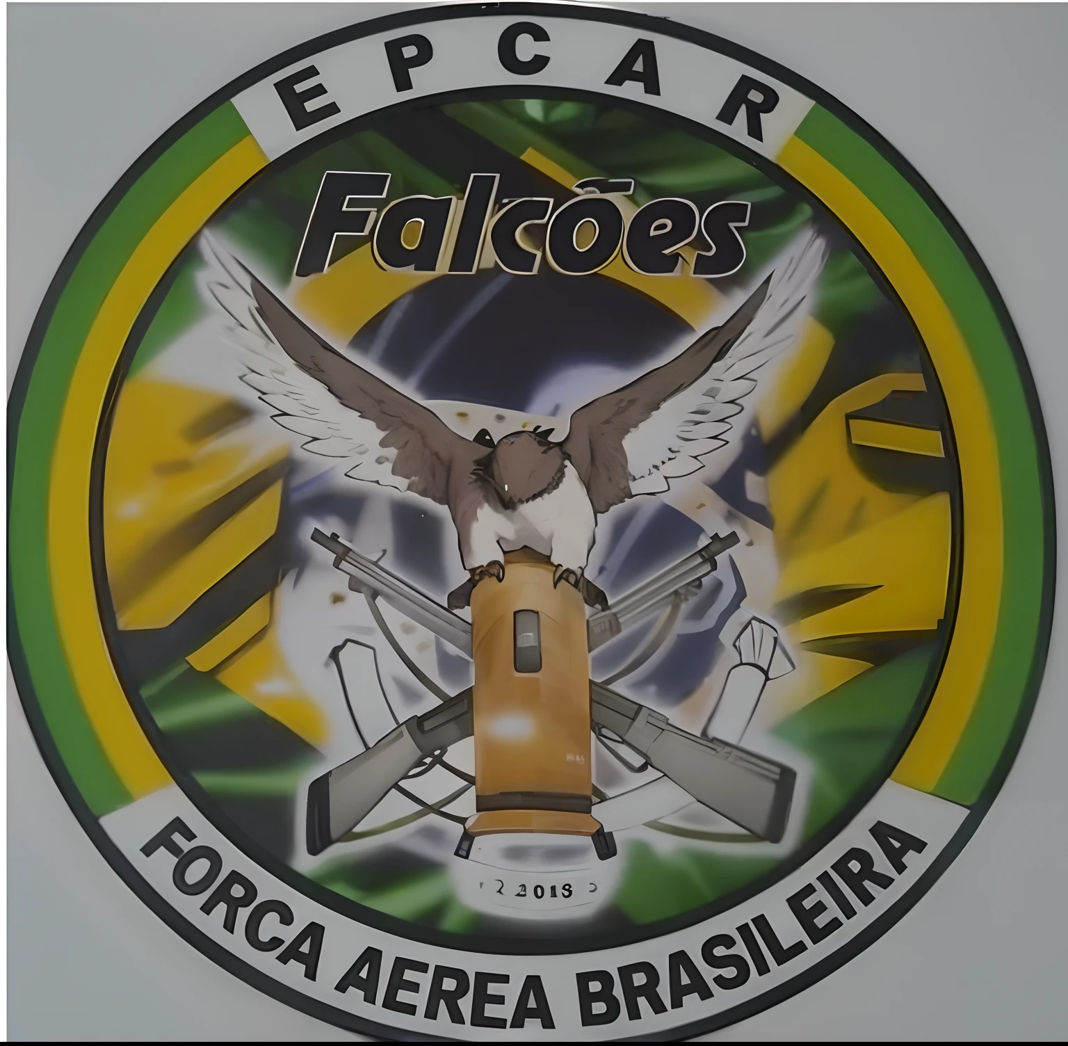 a closeup of a plaque with a bird and guns on it, From Hawk BMS, falcon bms, Directed by: Caesar Andrade Faini, icaro carvalho, with an eagle emblem, São Paulo, a.C, design de patch de ombro, FXAA, sao paulo, DCS World Hawk BMS, Directed by: Emerson Silva, Fazer, Ahab, foco curto