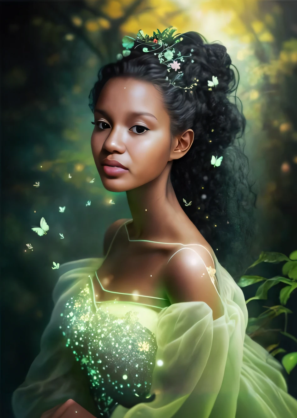 a young woman with long hair wearing a green dress and tie, pintura de personagem bonita, retrato bonito da arte da fantasia, retrato bonito da fantasia, bela arte digital, Disney fotorrealista, lindo pintura digital, Disney foto realista, retrato da arte da fantasia, Beautiful digital illustration, bela arte de fantasia, arte de fantasia hiperrealista, pintura digital bonita, airbrush digital oil painting, arte do retrato da fantasia