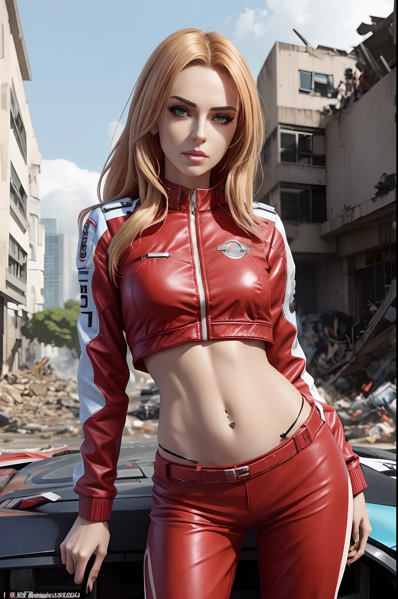 a woman in a red leather outfit standing next to a car, cyberpunk 2 0 y. o model girl, cyberpunk beautiful girl, perfect android girl, female cyberpunk anime girl, wojtek fus, cyberpunk girl, cyberpunk anime girl, beautiful cyberpunk woman model, [ trending on cgsociety ]!!, anime girl cosplay, trending on cgstation, cyberpunk angry gorgeous goddess