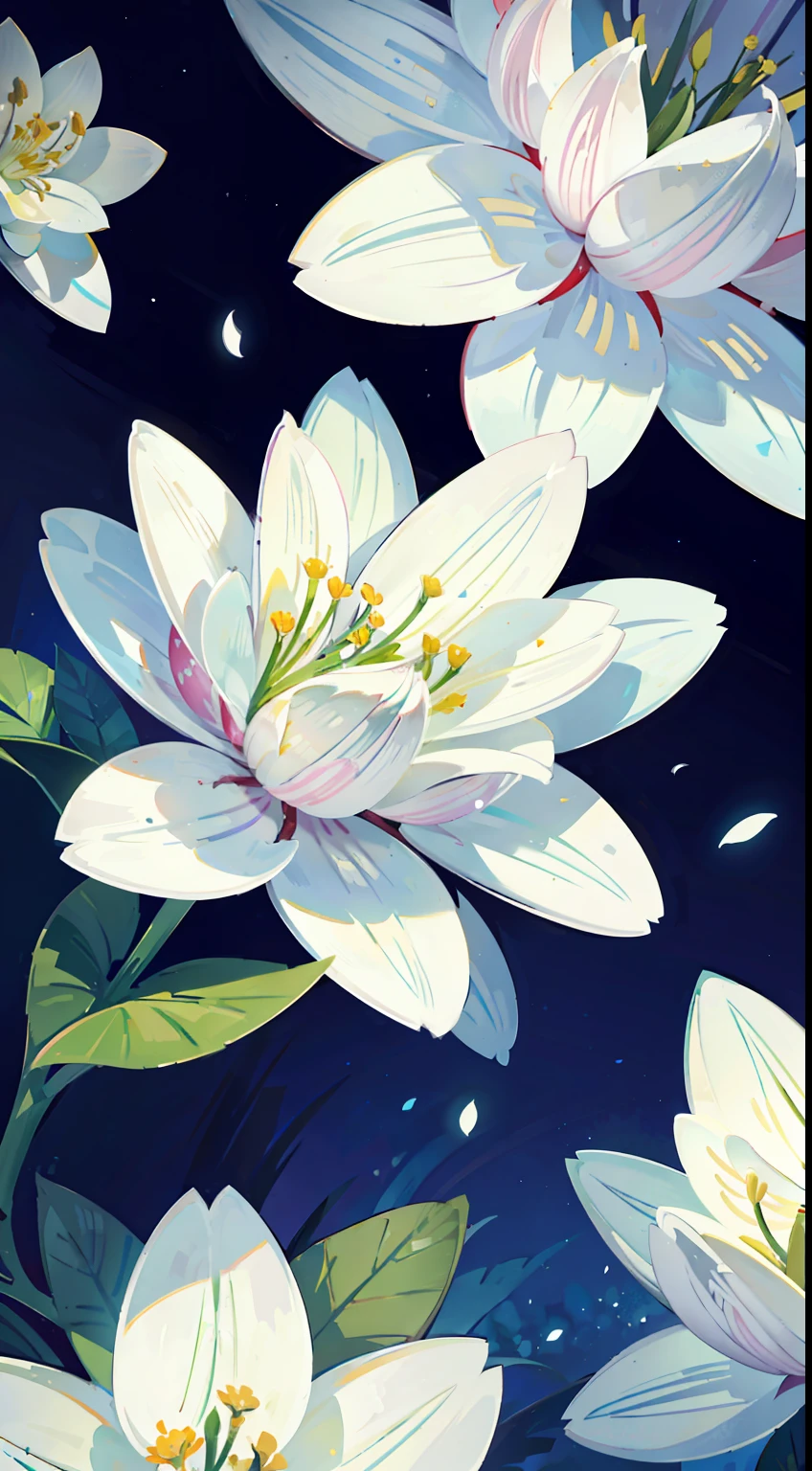 Close-up of the other side of the flower,High-precision image quality,A beautifully detailed white background shows a picture of a flower on the other side。The flowers on the other side bloom to us in the picture,Grab every corner of the human eye。The details of the petals are exquisite and gorgeous,The exotic ear presents a sense of mystery,Luminous details make the flowers look more delicate。Enhance the details of the expression of the stem and flowers of the cosmic lily,Make the picture more perfect。
