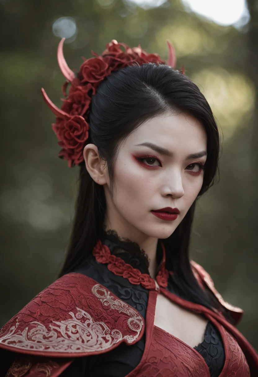 "(The best lighting, oscuro, dramatic),(geisha escupiendo espaguetis con tinta roja calavera alien, Cicatrices, sexy, cerebro, sangre, una rata dentro de la cabeza, terror.),(ojos rojos, calaveras). morning light.