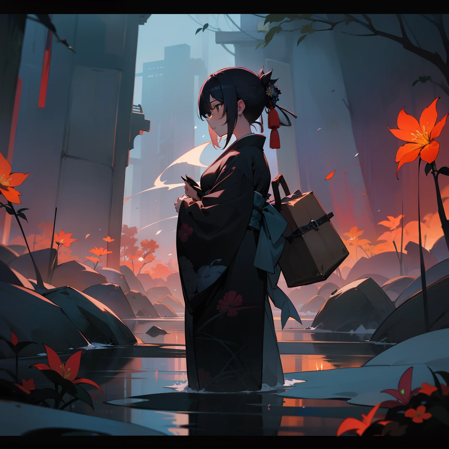 「reunion」with  the「Tote」。In the dark of night、, Fiery Higan Flowers、Reunion with the lost past、Silent death。In illusions、End of time、Woman in kimono