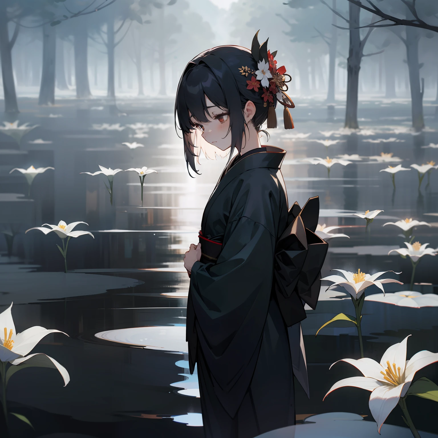 「reunion」with the「Tote」。In the dark of night、, Higan flower、Reunion with the lost past、Silent death。In illusions、End of time、Woman in Kimono、saddened