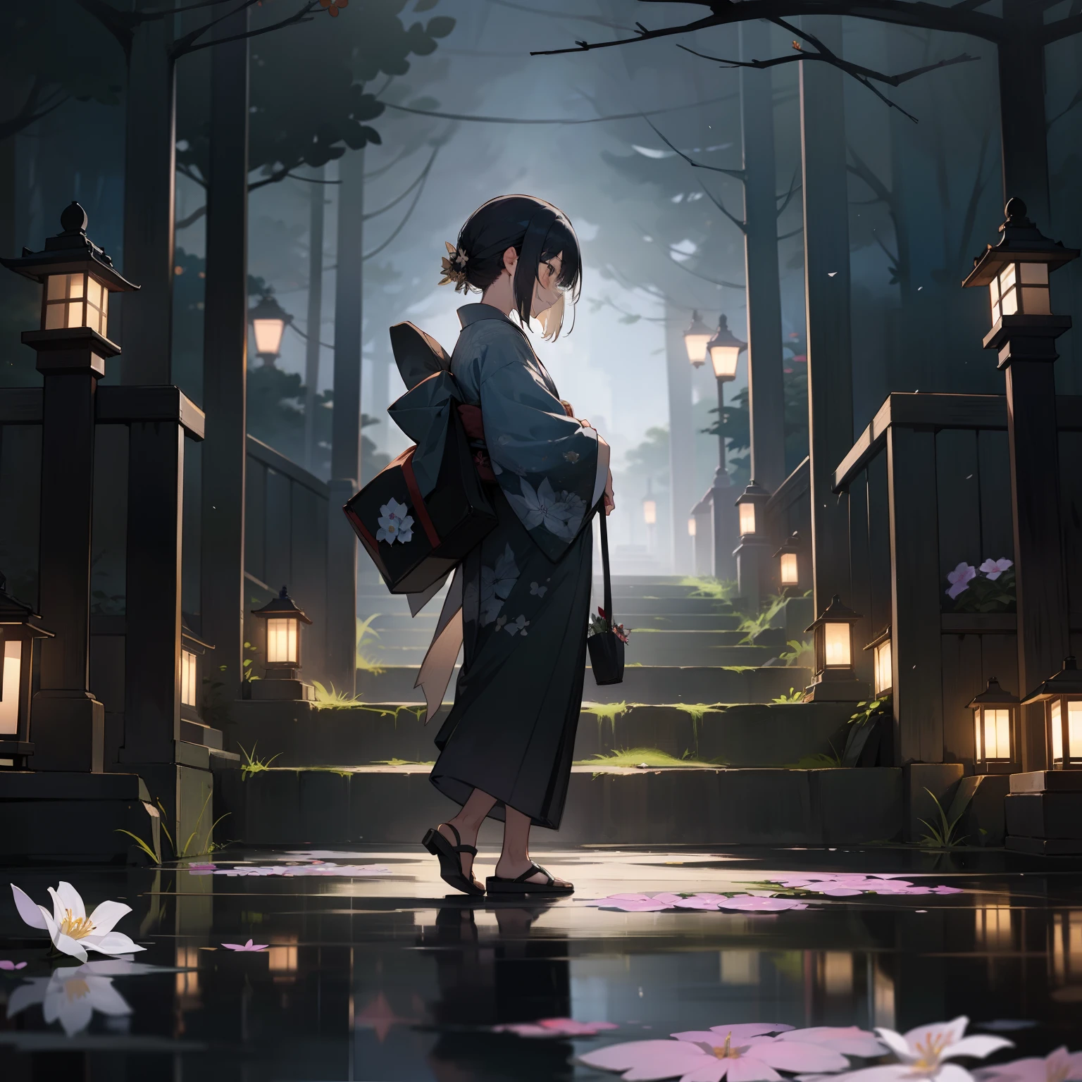「reunion」with the「Tote」。In the dark of night、, Higan flower、Reunion with the lost past、Silent death。In illusions、End of time、Woman in Kimono、saddened