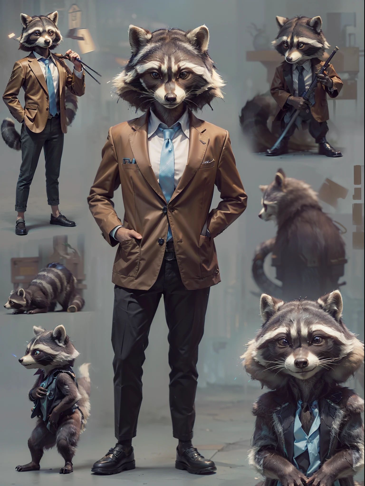 (((fullbody image、Standing posture)))、(Full body raccoon standing upright in luxury business suit、Humanoid raccoon、Cool anthropomorphic raccoon with long legs)、​masterpiece, top-quality, in 8K , intricate detailes, ultra-detailliert , light Particle、32K Digital Paint, Hyper-Realism, No background