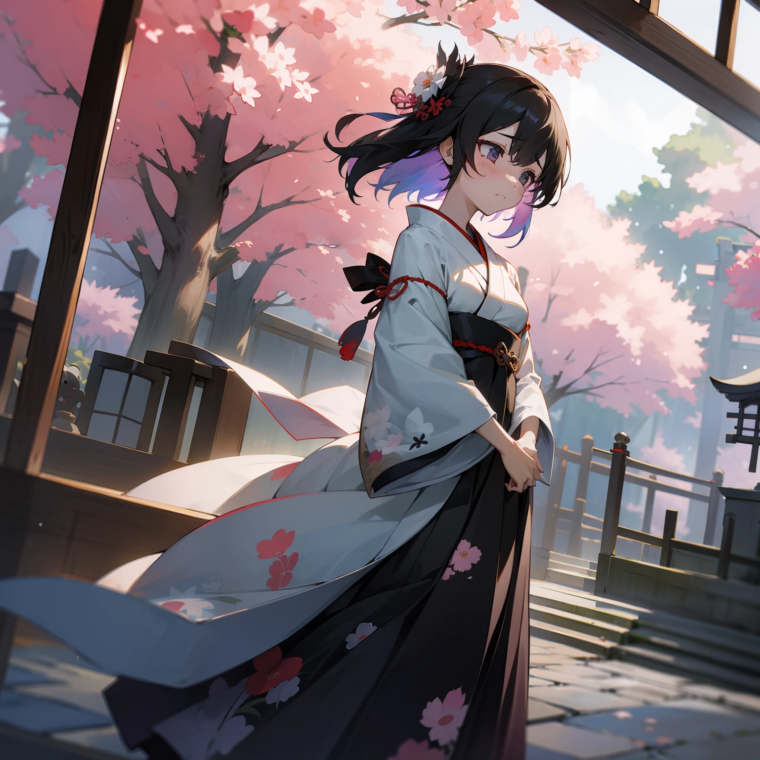 saddened、feeling of despair、irate、desire、hatred、Tote、Japanese dress、femele、natta、florals、colourfull