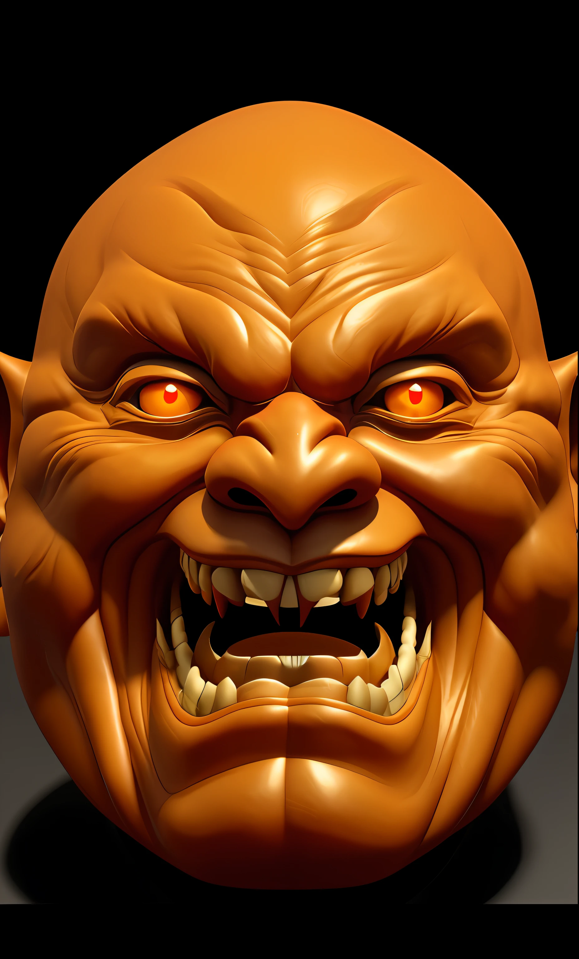 with detailed facial features, Creepy carved expressions, oni mask, 中 国 鬼 节,Macro head face, Evil monk, their, psychedelic laughing demon, trending on zbrush central, Real Human