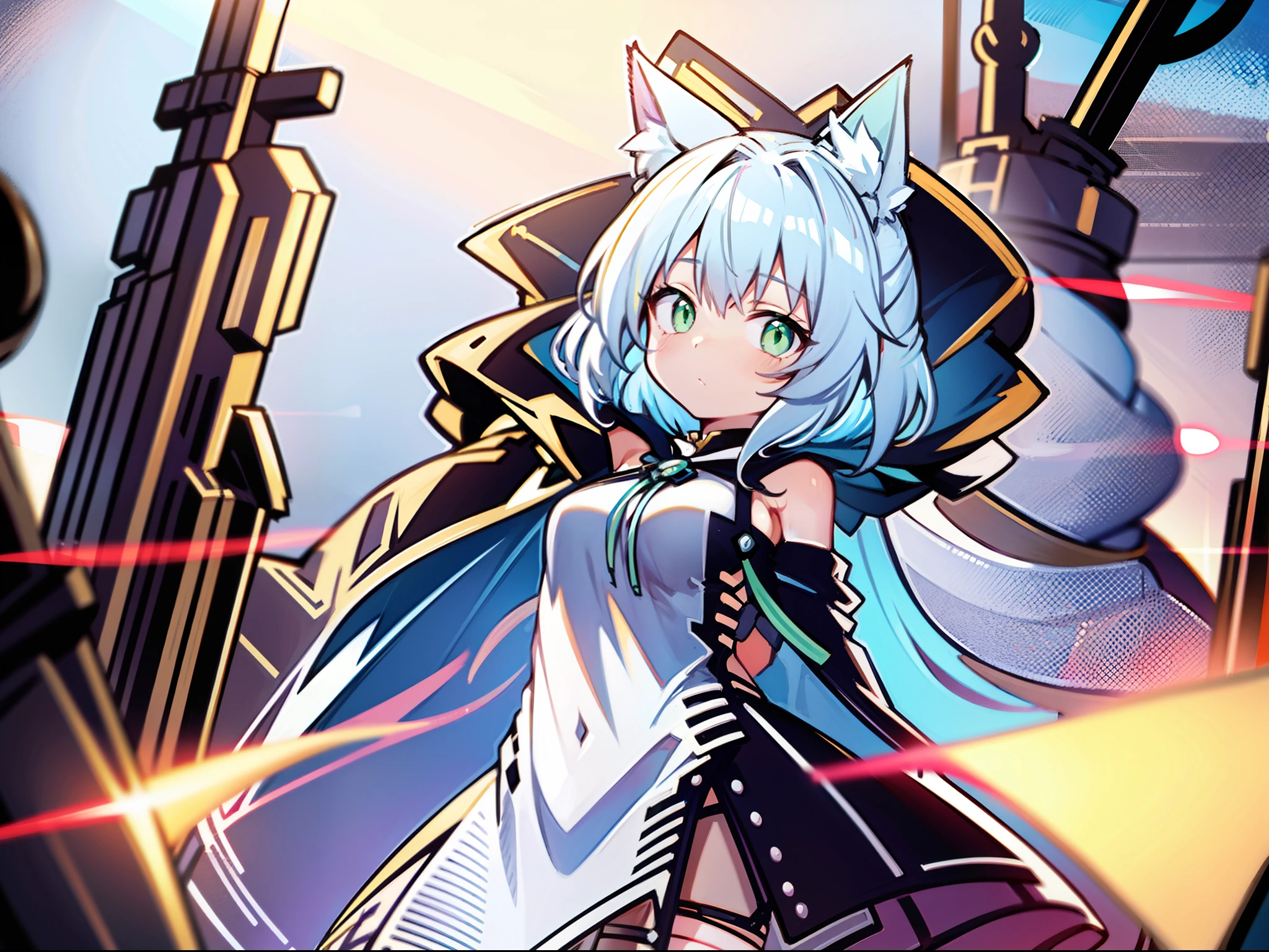 1girll,Rosmontis(arknight),Rosemary,arknight,cat ear,Green eyes,flat chest,high qulity, anime big breast,Sell moe