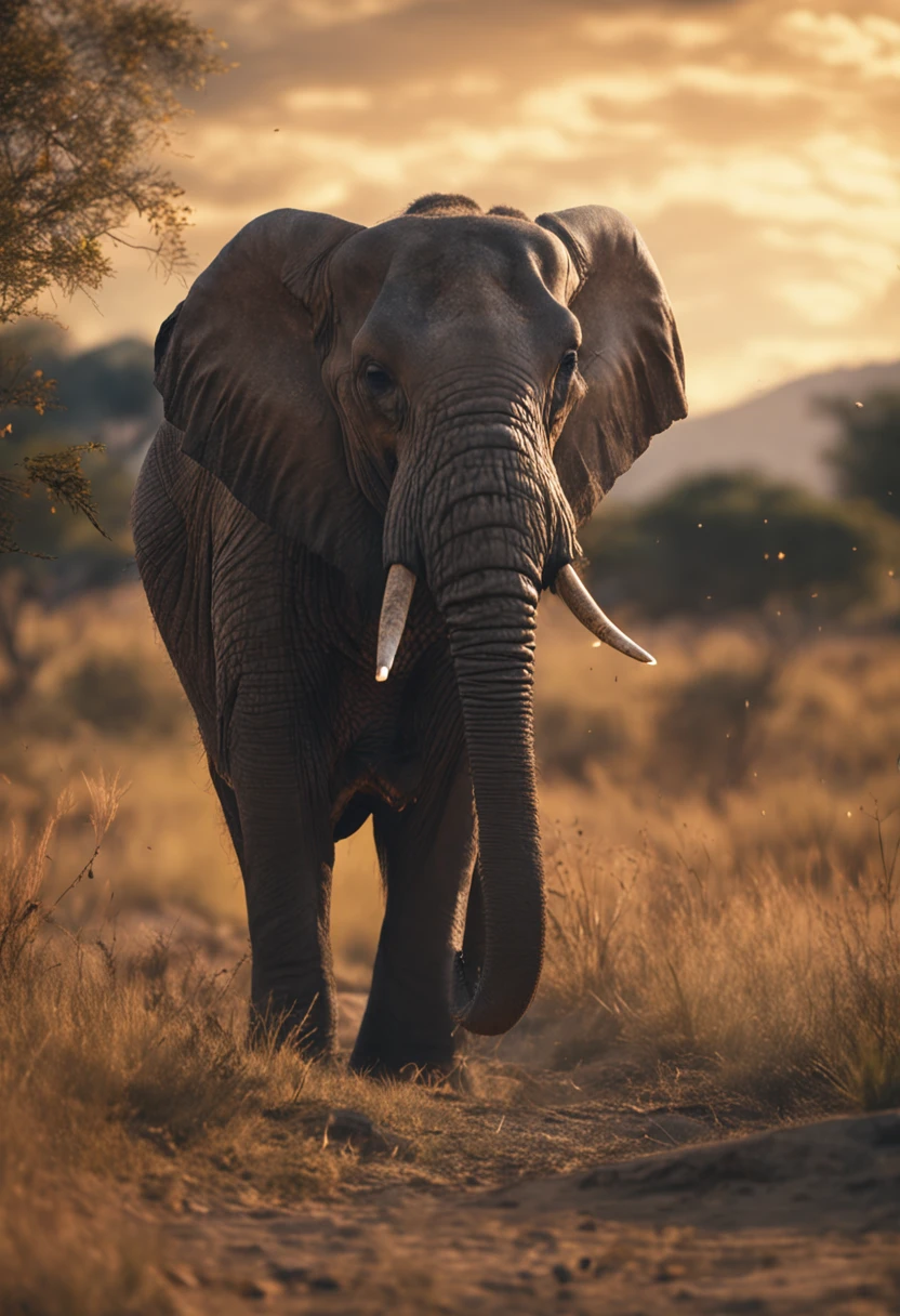 In the daytime, A herd of elephants, grass field, afro, In the daytime