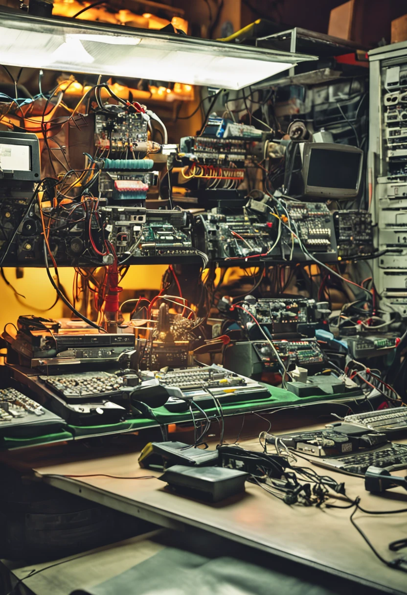 Computer Repair, oscilloscope, servidor, interruptor, Hub, Leds, Ferro de Solda, microscope, CAM Security,computer parts, restaurar casa de computadores, Repair and sale of mobile phones, com humanos, Steampunk