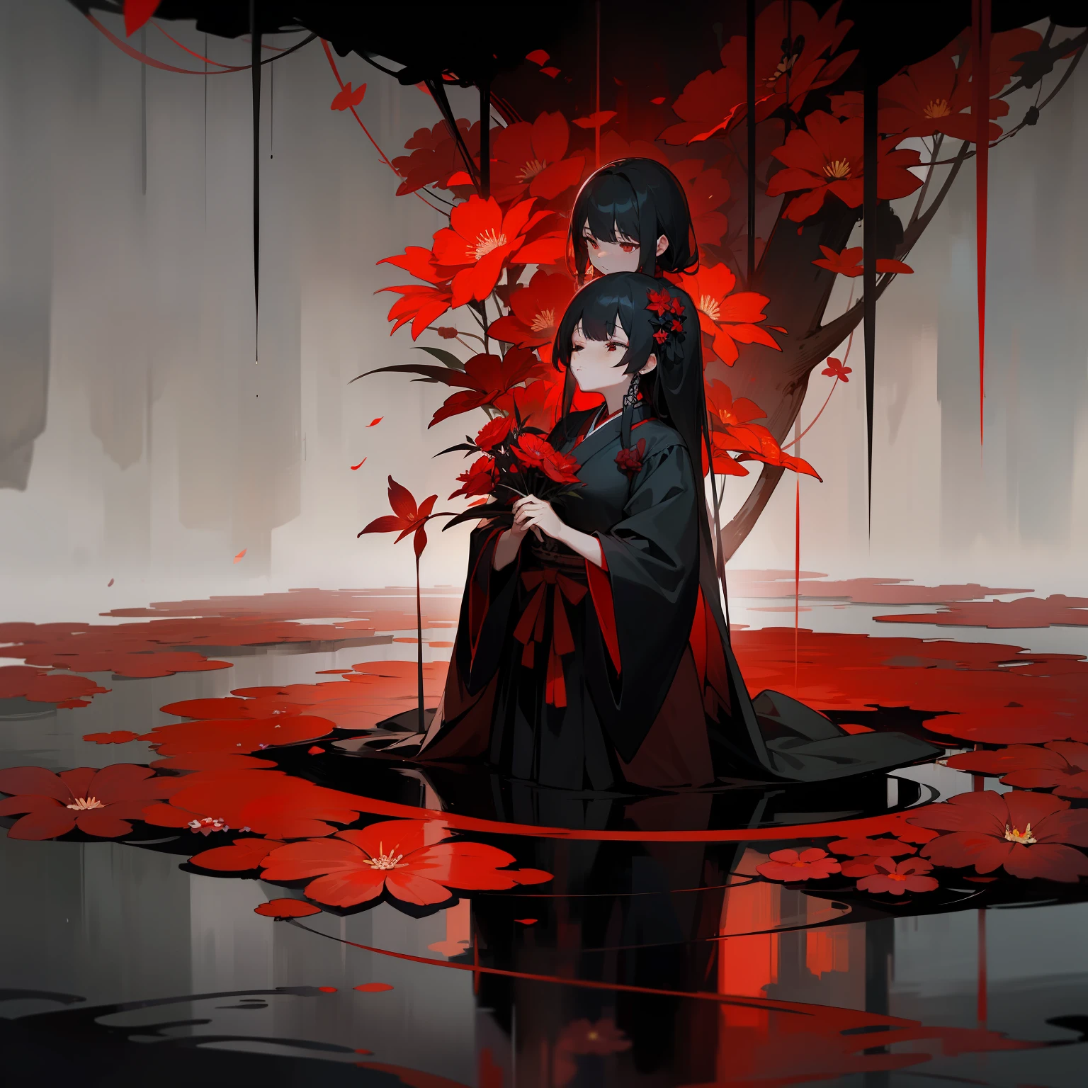 a dark night、Under red, Higan flower、Reunion with the lost past、Silent death。In illusions、End of time、florals、Black and Red World、Japanese dress