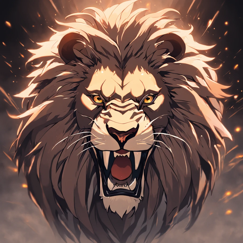 a metal icon style logo of a lion's head (estilizado1.5) em um fundo preto, lion icon, half lion, lion head, third lion head, no fundo cinzento, lion with crown, em um fundo cinza, Lion, anonymous lion face, Criado no Adobe Illustrator, icon, with the mane of a lion, single logo, lions, me, fundo do telefone